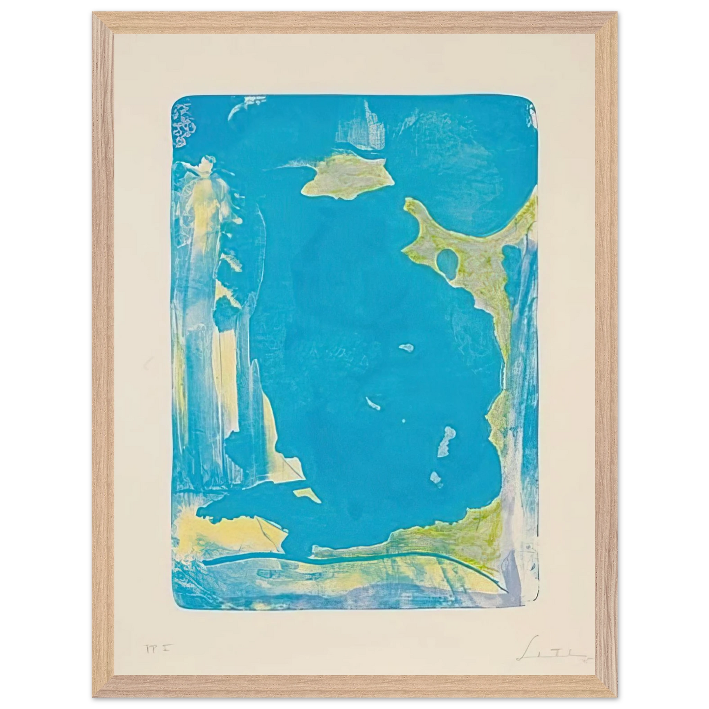 Helen Frankenthaler - Reflections IV - 1995 Wall art - A1 (59.4 x 84.1  cm) - Premium Wooden Framed Poster With Fine Art Paper - White frame