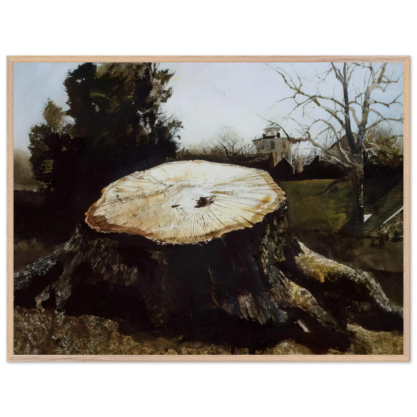 Andrew Wyeth - THE BIG OAK Wall Art - 60x80 cm / 24x32 inches - Premium Wooden Framed Poster With Fine Art Paper - Wood frame