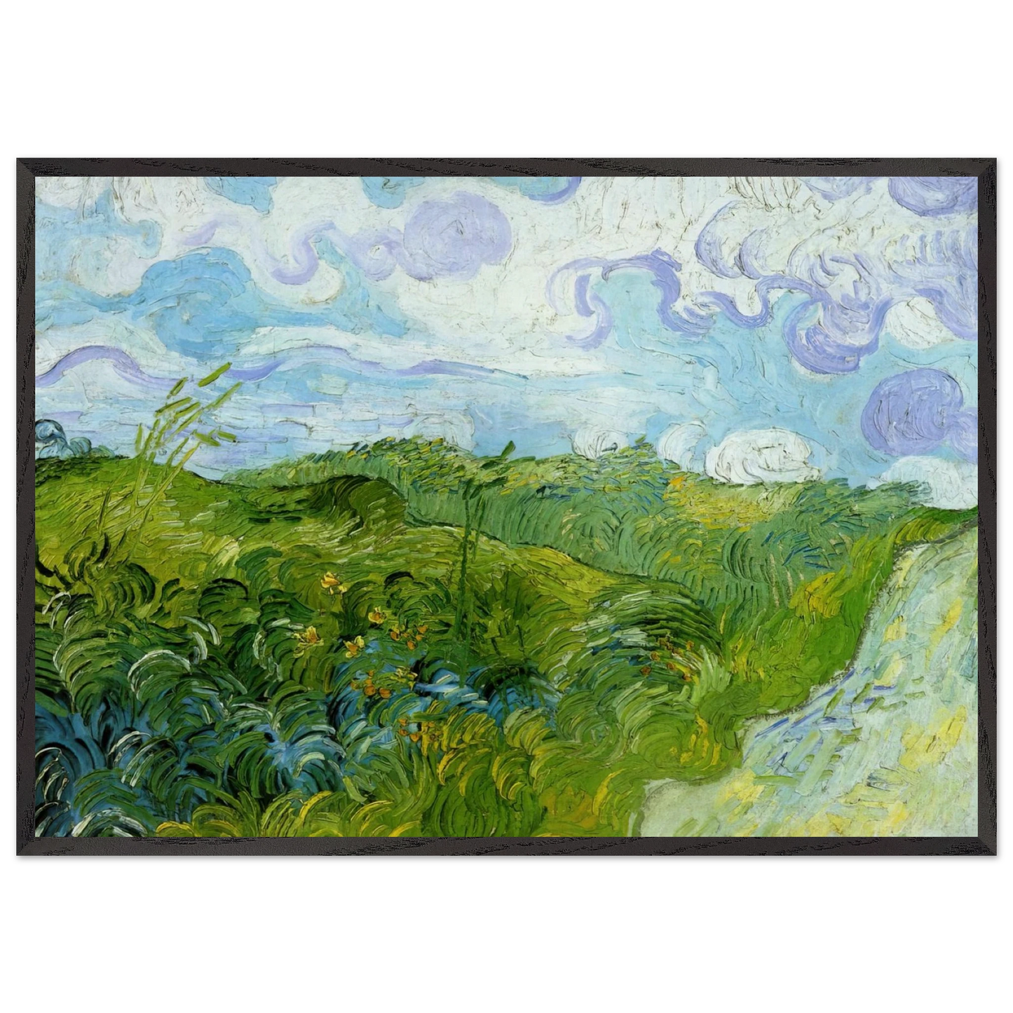 Green Wheat Fields - Vincent van Gogh Framed Art Print – Black Wooden Frame - Default Title - -Framed Art Print