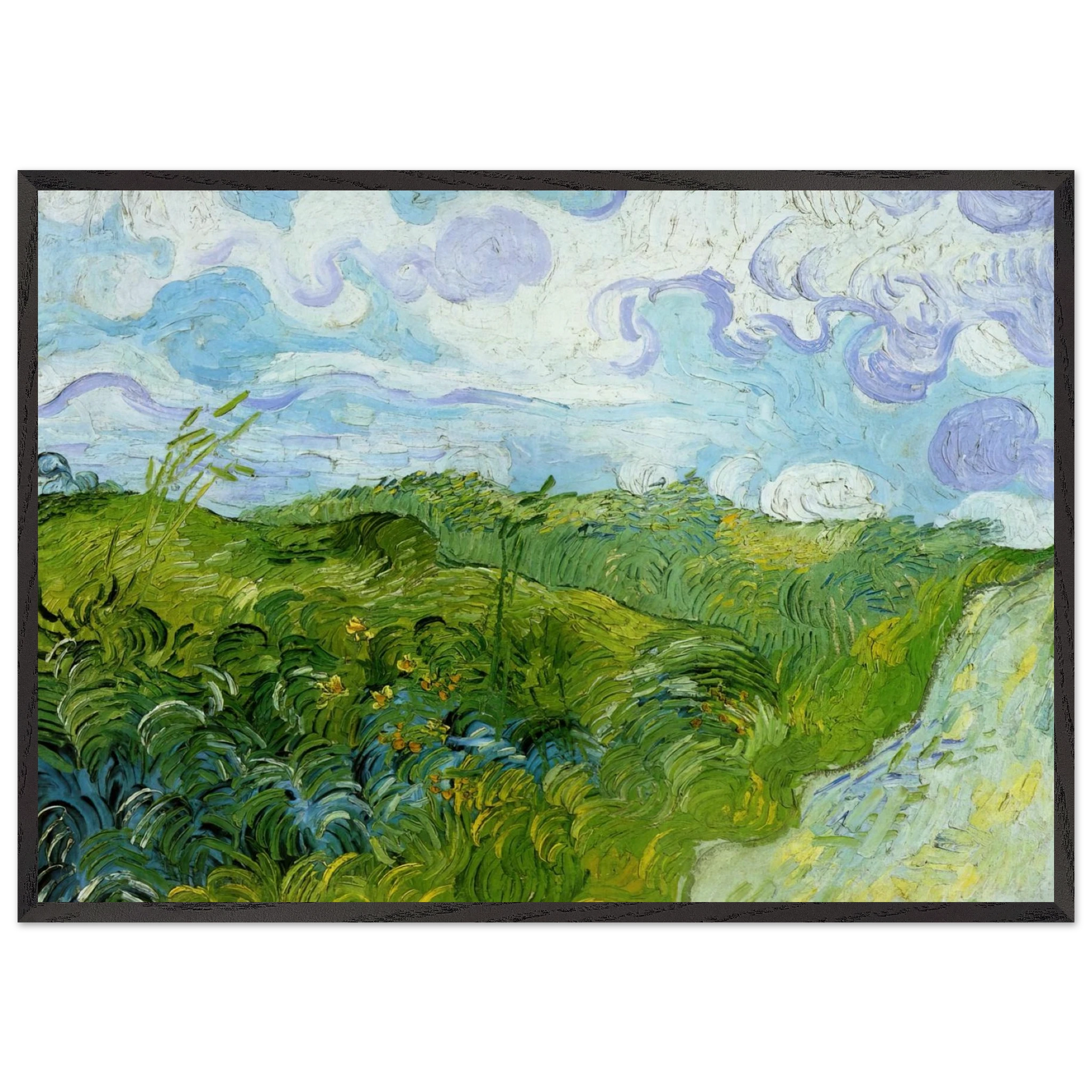 Green Wheat Fields - Vincent van Gogh Framed Art Print – Black Wooden Frame - Default Title - -Framed Art Print