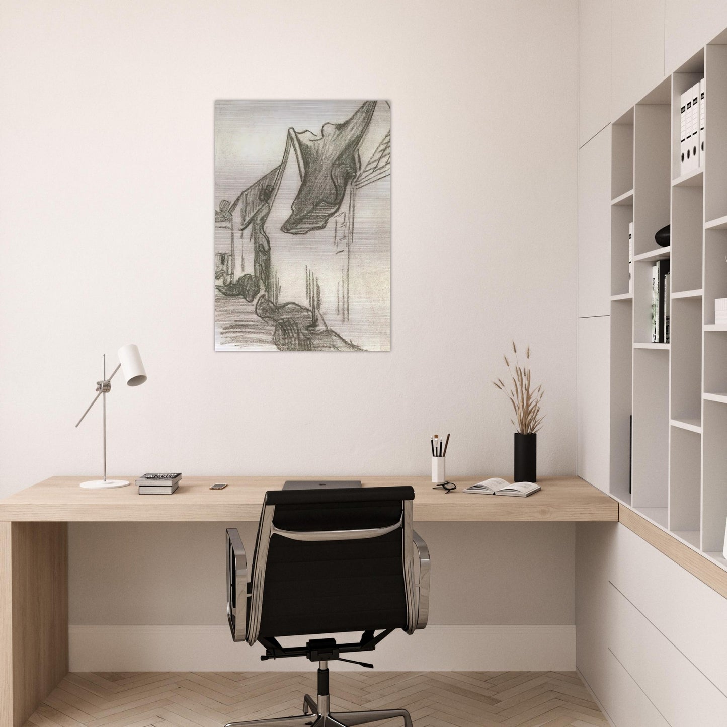 Village Street, Sketch - Vincent van Gogh Brushed Aluminum Print - 70x100 cm / 28x40 inches | Vincent van Gogh Aluminum Print | Vincent van Gogh Prints