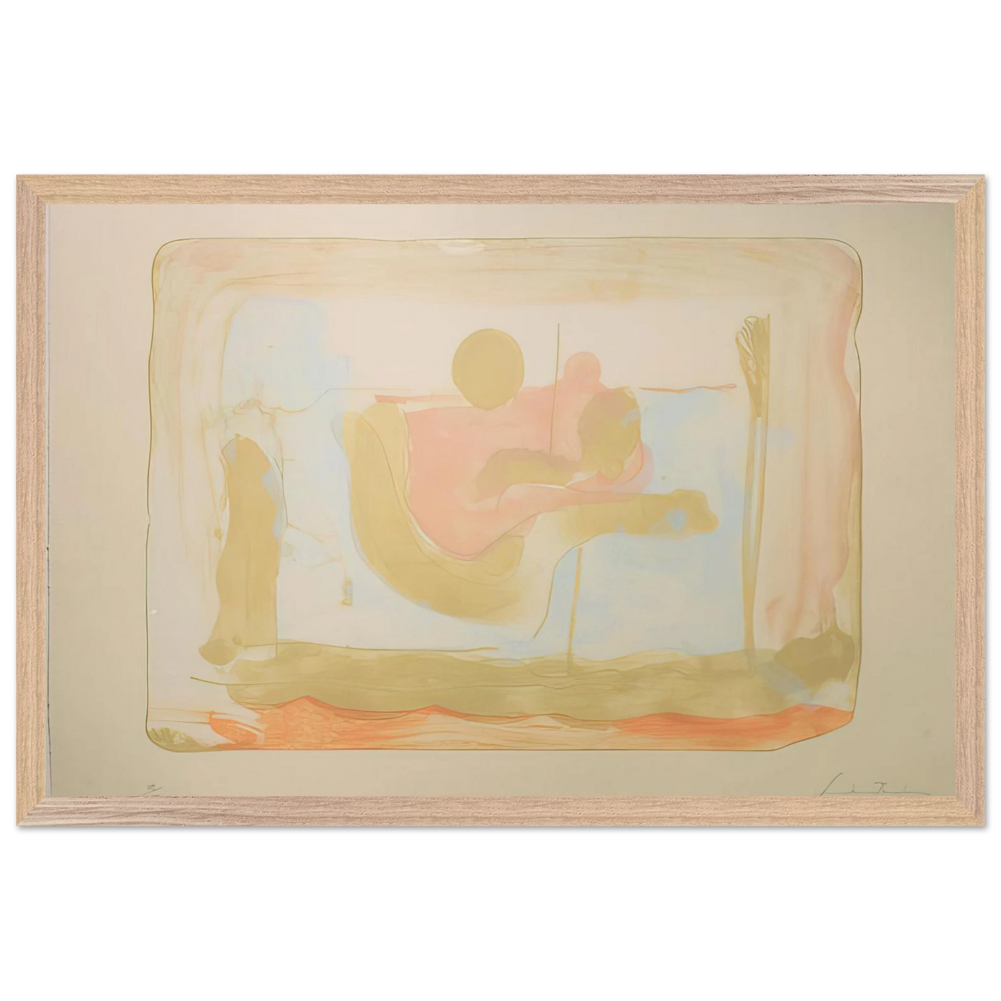 Helen Frankenthaler - Reflections I - 1995 Wall art - 15x20 cm / 6x8 inches - Premium Wooden Framed Poster With Fine Art Paper - Wood frame