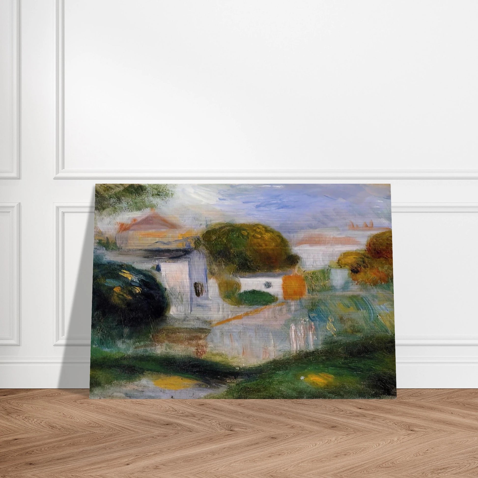 Houses in the Trees - Pierre-Auguste Renoir Brushed Aluminum Print - 70x100 cm / 28x40 inches | Pierre-Auguste Renoir Aluminum Print | Pierre-Auguste Renoir Prints