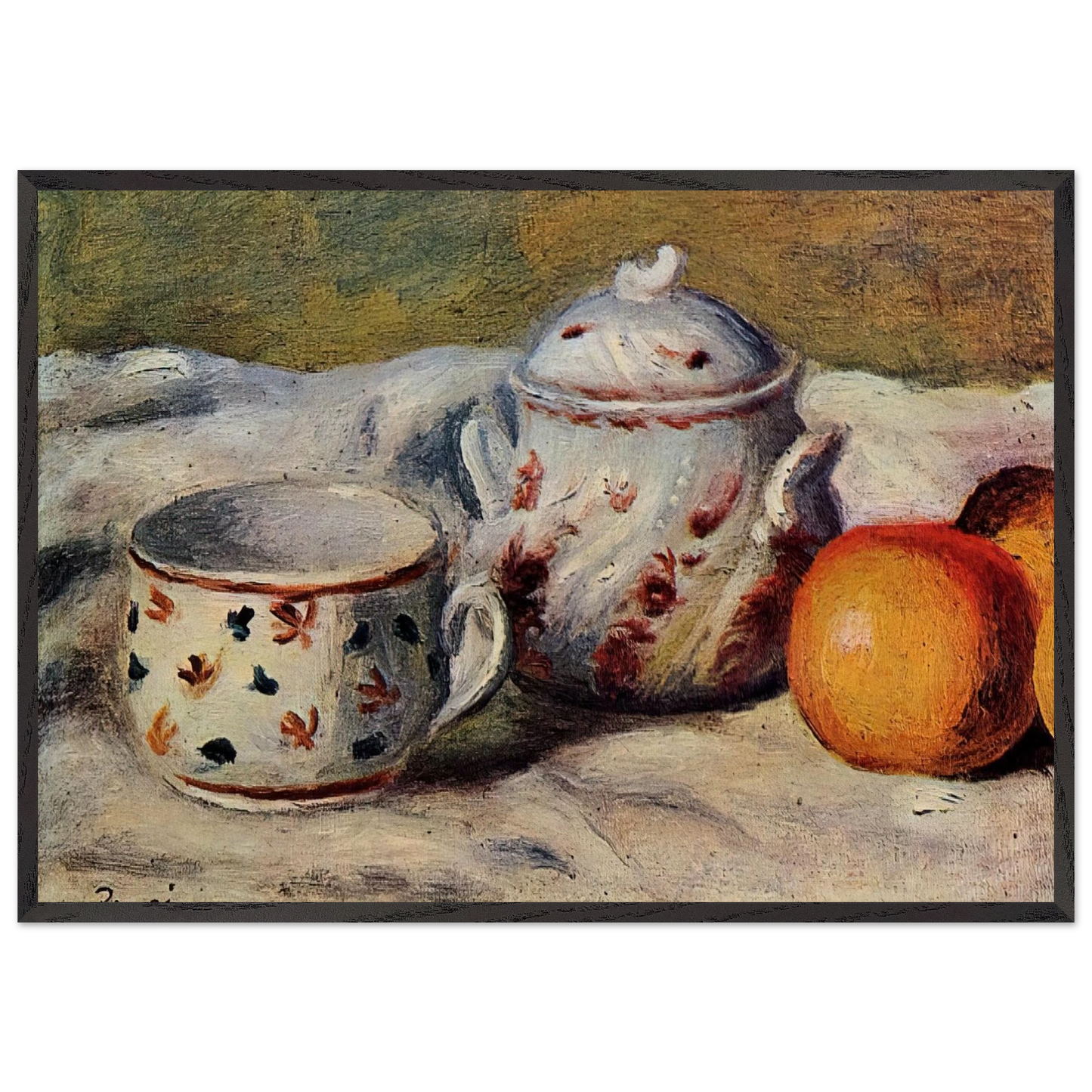 Still Life with Cup and Sugar Bowl - Pierre-Auguste Renoir Framed Art Print – Black Wooden Frame - Default Title - -Framed Art Print