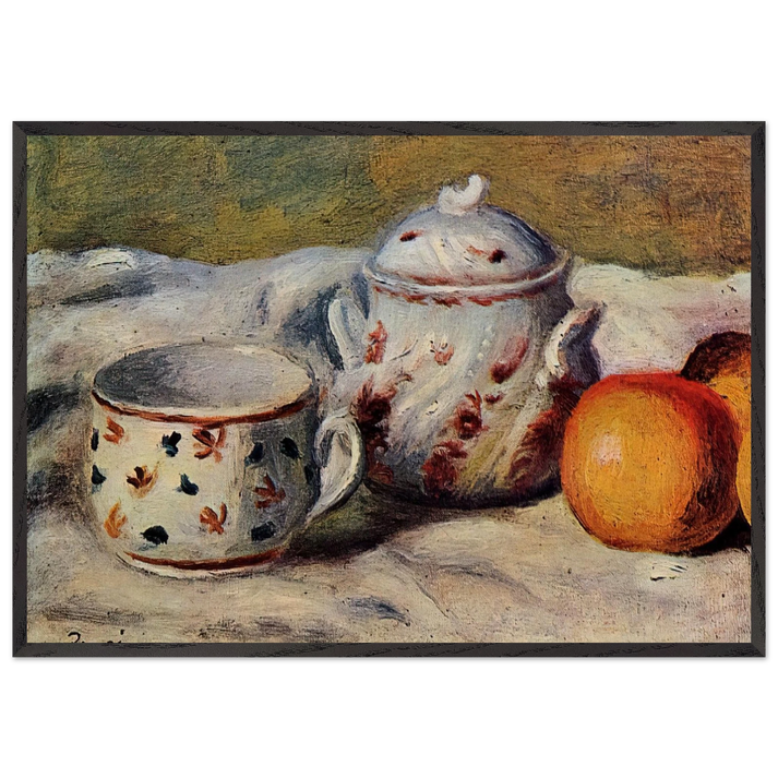 Still Life with Cup and Sugar Bowl - Pierre-Auguste Renoir 70x100 cm / 28x40 inches Framed Art Print – Black Wooden Frame