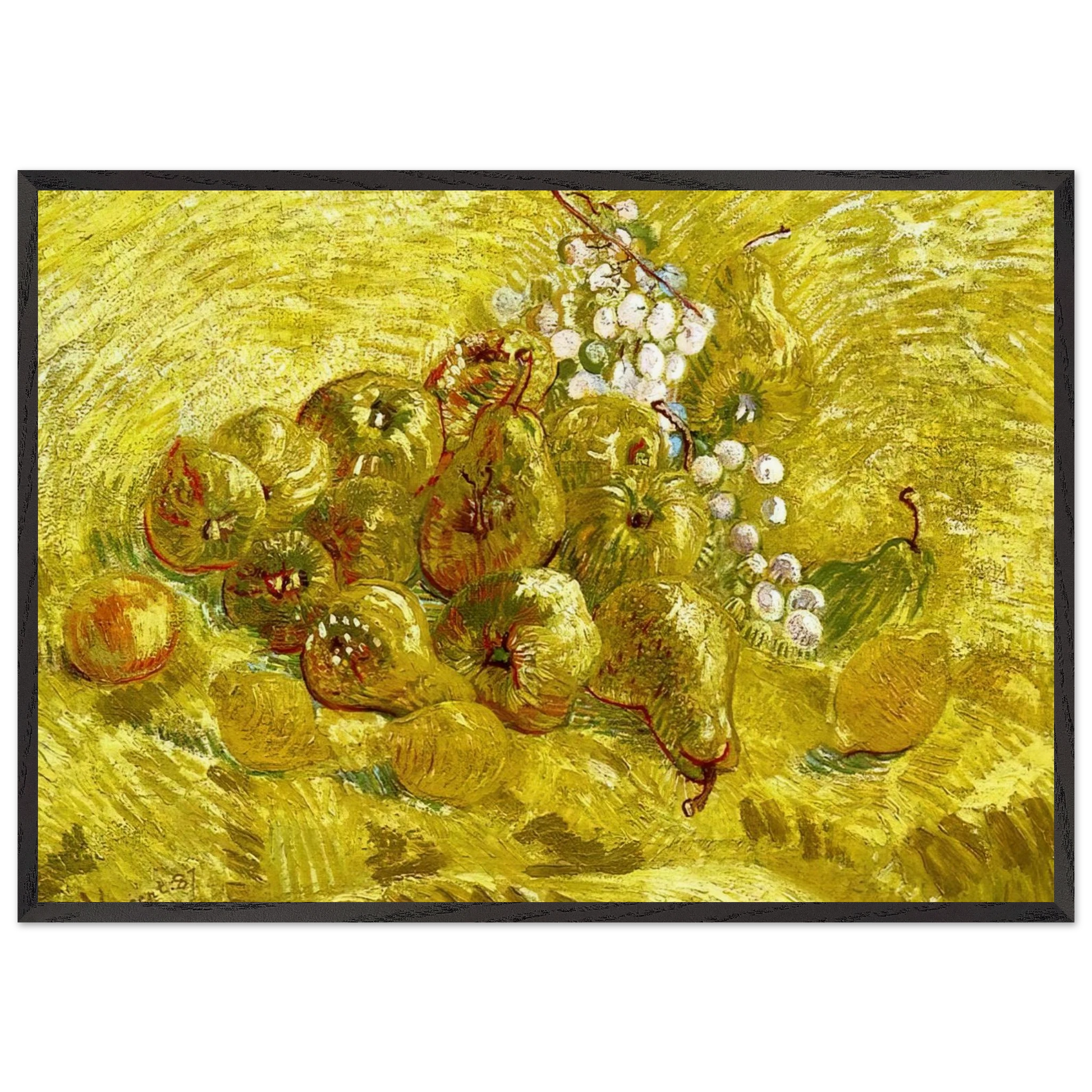 Still life with grapespears and lemons - Vincent van Gogh Framed Art Print – Black Wooden Frame - Default Title - -Framed Art Print