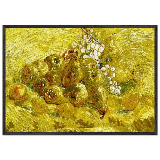 Still life with grapespears and lemons - Vincent van Gogh Framed Art Print – Black Wooden Frame - Default Title - -Framed Art Print
