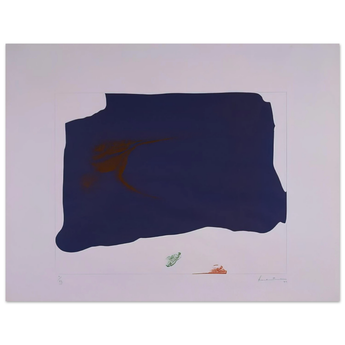 Helen Frankenthaler - Variation II on Mauve Corner - 1969 Wall art - 28x43  cm / XL (11x17 inches) - Premium Wooden Framed Poster With Fine Art Paper - White frame