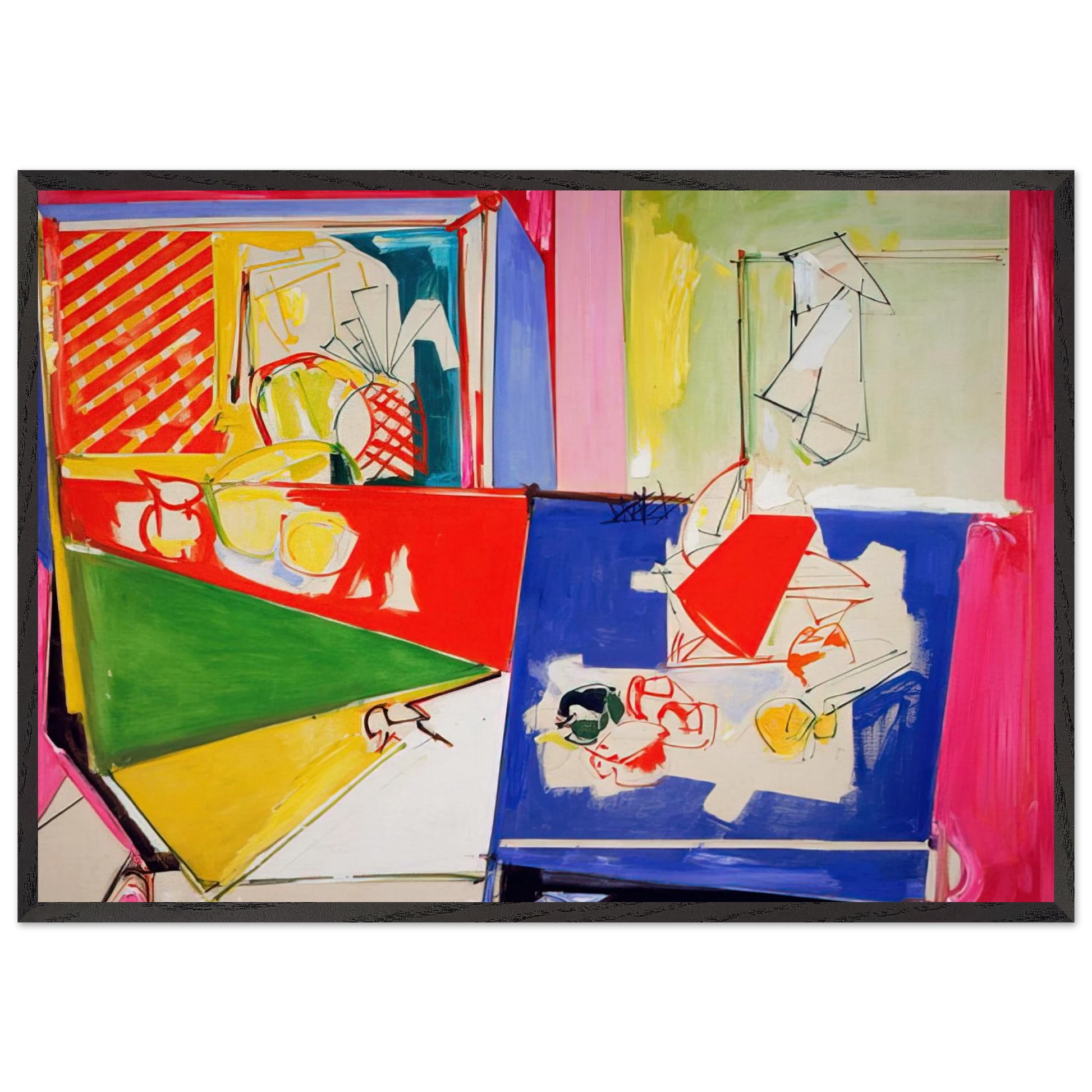 Magenta and Blue - Hans Hofmann 70x100 cm / 28x40 inches Framed Art Print – Black Wooden Frame