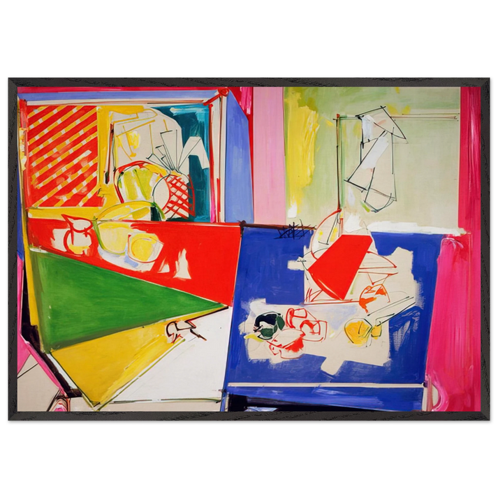 Magenta and Blue - Hans Hofmann 70x100 cm / 28x40 inches Framed Art Print – Black Wooden Frame