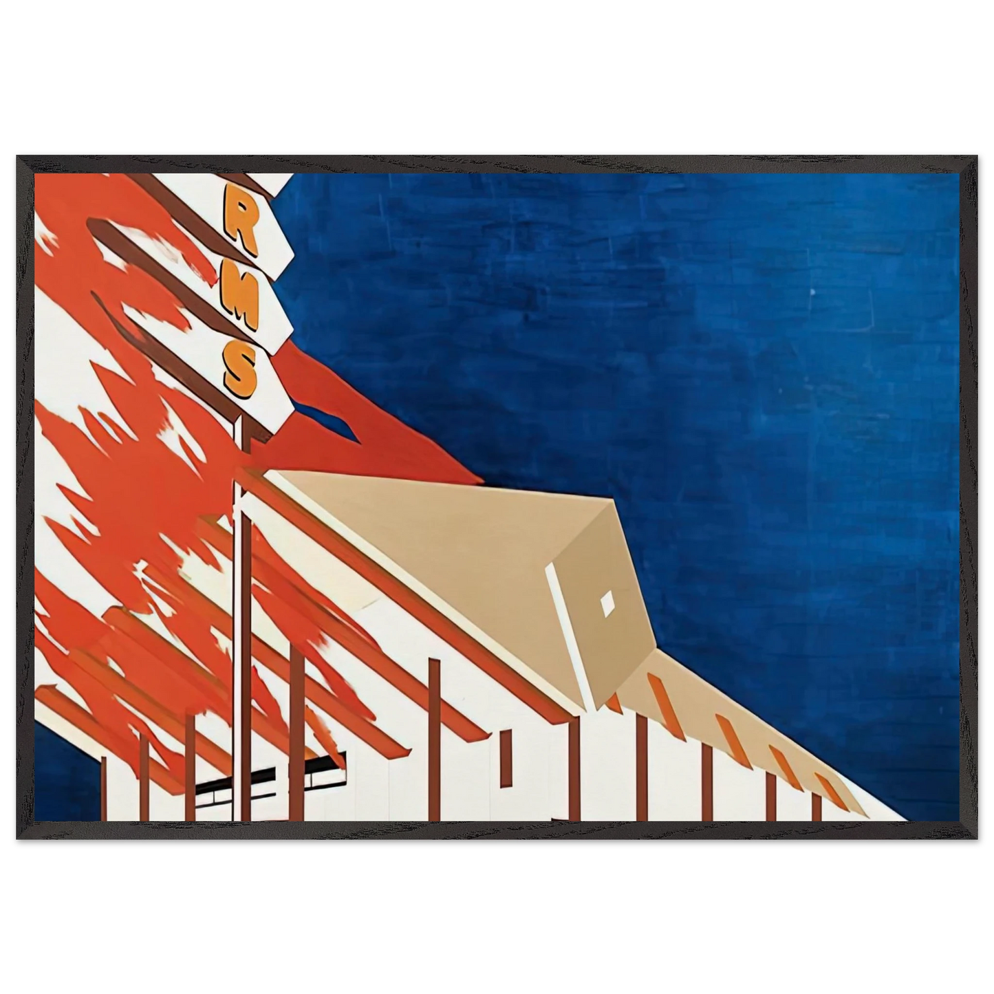 NORMS LA CIENAGA ON FIRE 1964 - Edward Ruscha Framed Art Print – Black Wooden Frame - Default Title - -Framed Art Print