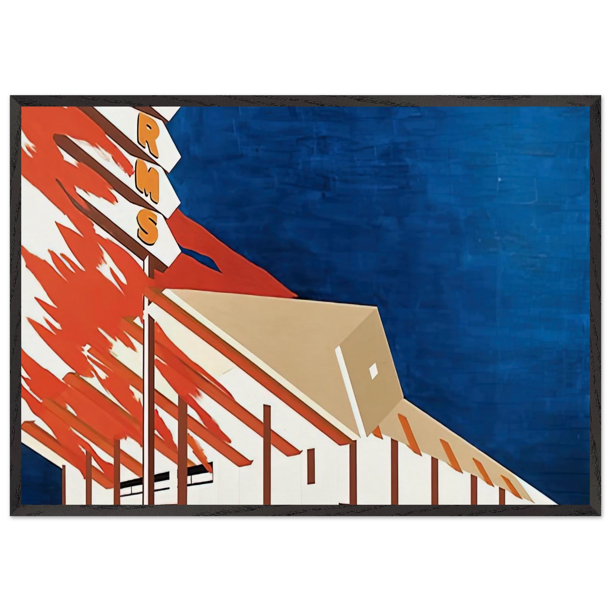 NORMS LA CIENAGA ON FIRE 1964 - Edward Ruscha Framed Art Print – Black Wooden Frame - Default Title - -Framed Art Print
