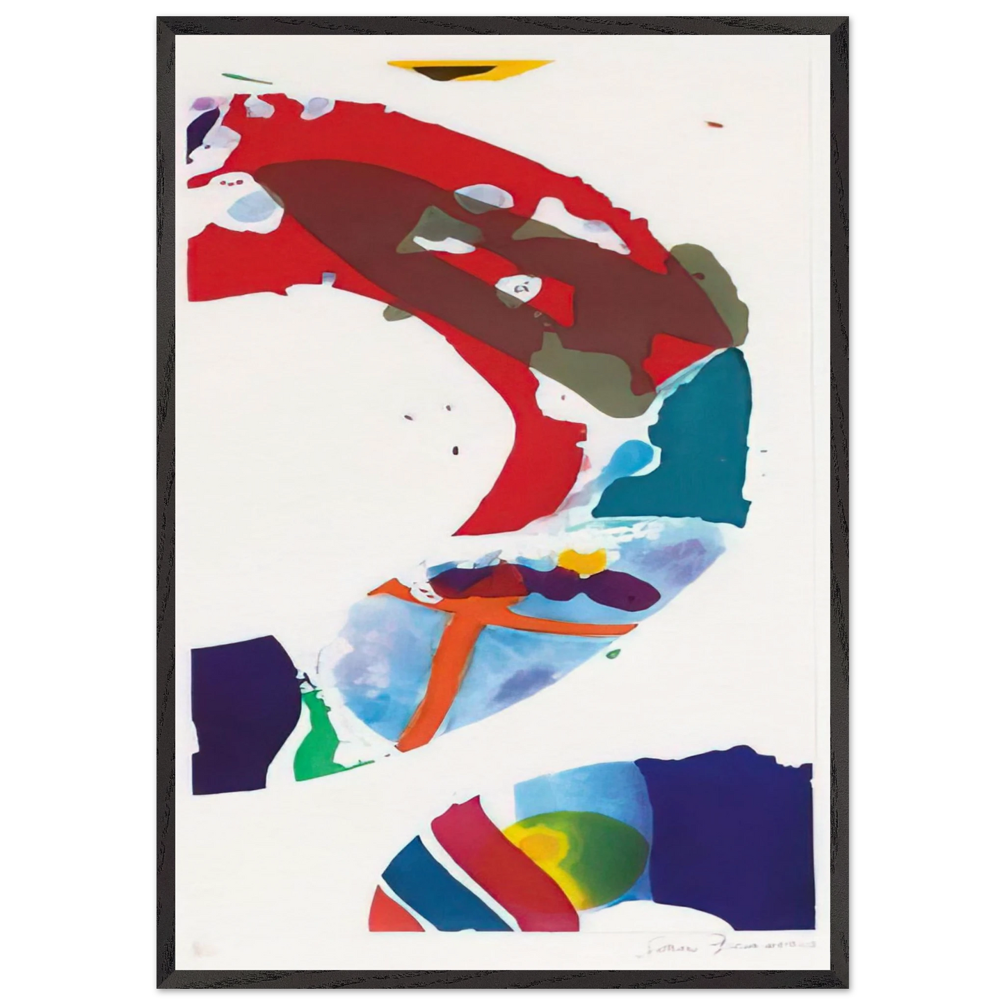 Untitled  SFE 090  - Sam Francis Framed Art Print – Black Wooden Frame - Default Title - -Framed Art Print