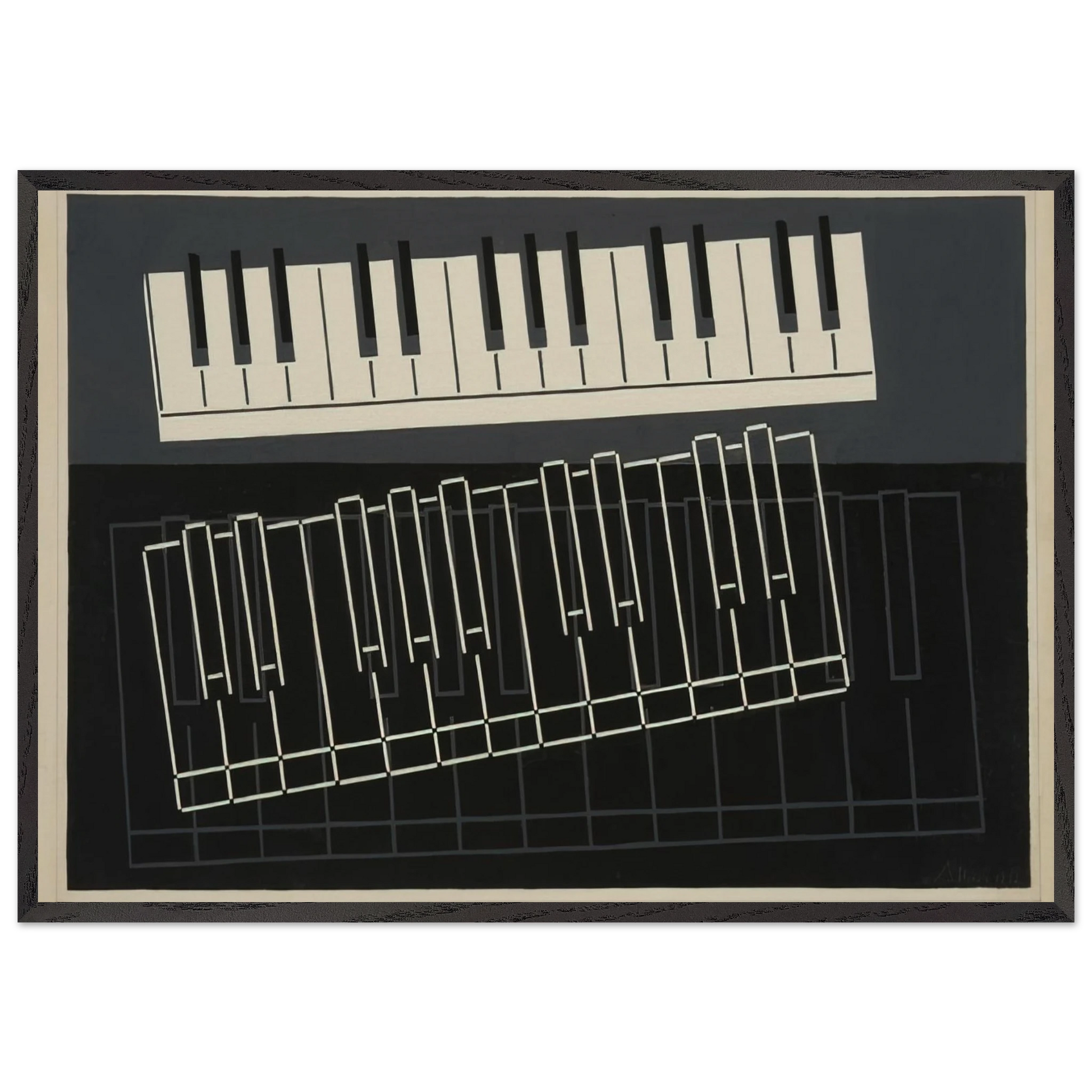PIANO KEYS 1932 - Josef Albers Framed Art Print – Black Wooden Frame - Default Title - -Framed Art Print