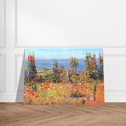 Hollyhocks, Isles of Shoals - Childe Hassam Brushed Aluminum Print - 70x100 cm / 28x40 inches | Childe Hassam Aluminum Print | Childe Hassam Prints