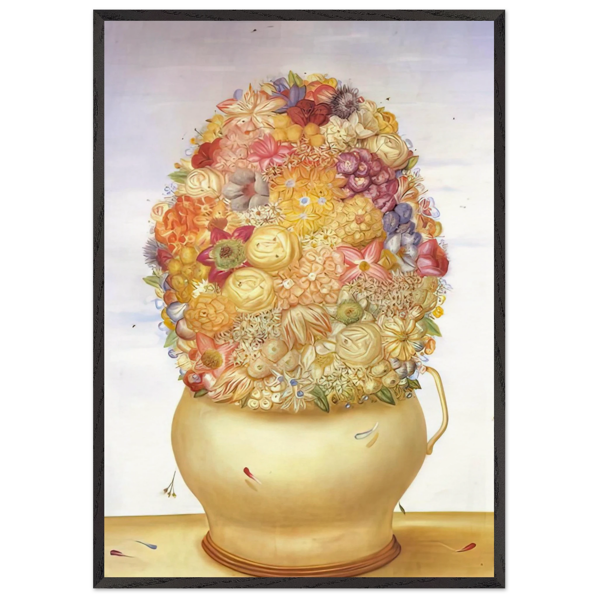 FLOWER POT - Fernando Botero Framed Art Print – Black Wooden Frame - Default Title - -Framed Art Print