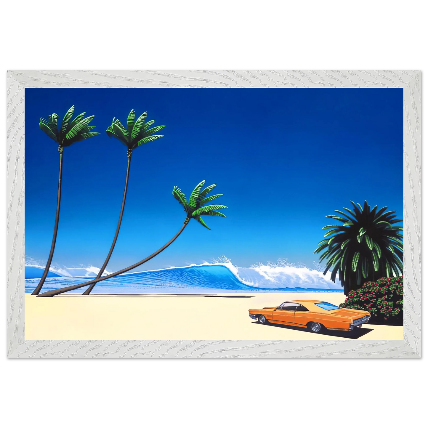 Hiroshi Nagai - Impender Beach Wall Art - 21x29.7 cm / 8x12" - Premium Wooden Framed Poster With Fine Art Paper - Wood frame