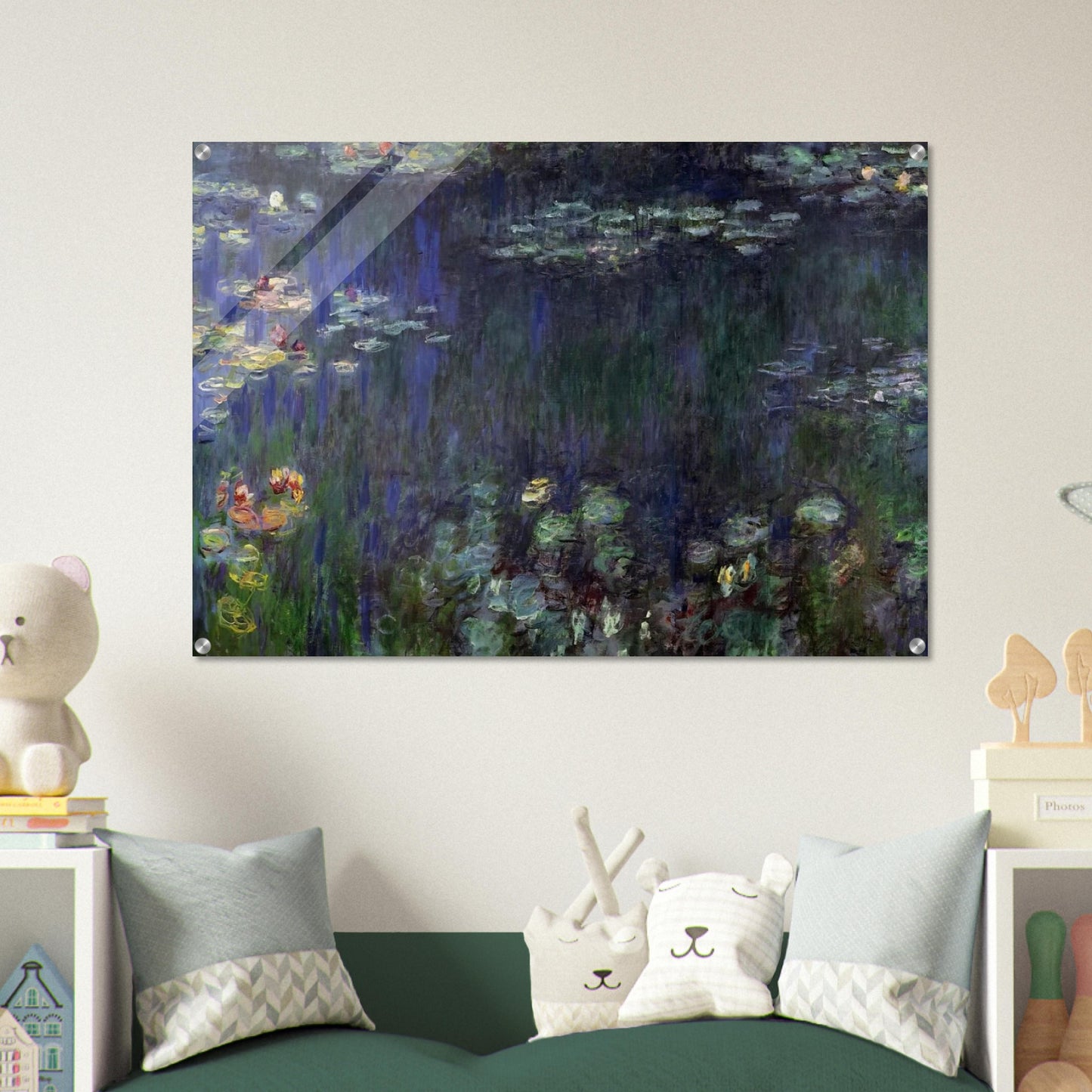 Water Lilies, Green Reflection left half - claude monet Acrylic Print - 70x100 cm / 28x40″ inches | claude monet Wall Art | claude monet Prints