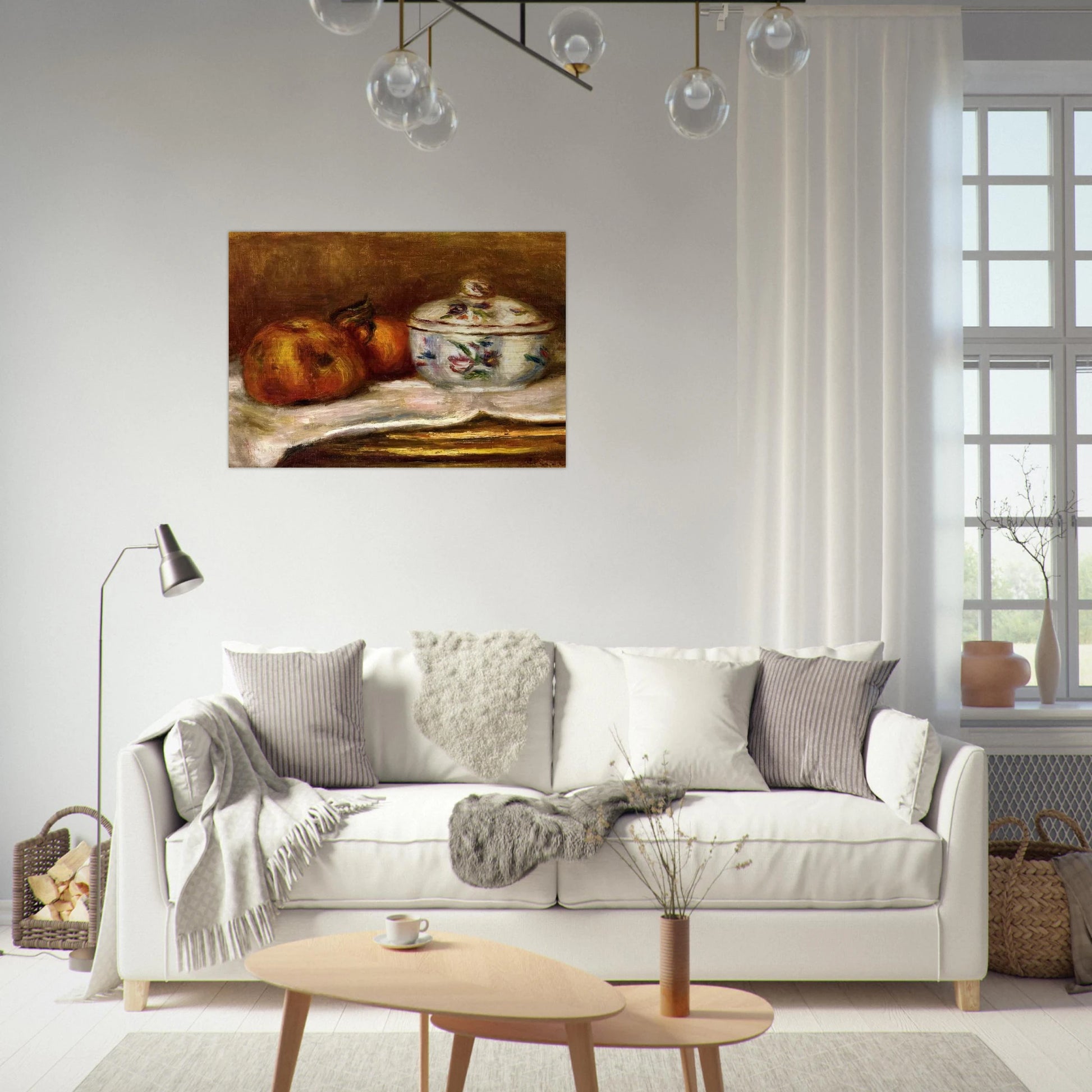 Sugar Bowl, Apple and Orange - Pierre-Auguste Renoir Brushed Aluminum Print - 70x100 cm / 28x40 inches | Pierre-Auguste Renoir Aluminum Print | Pierre-Auguste Renoir Prints