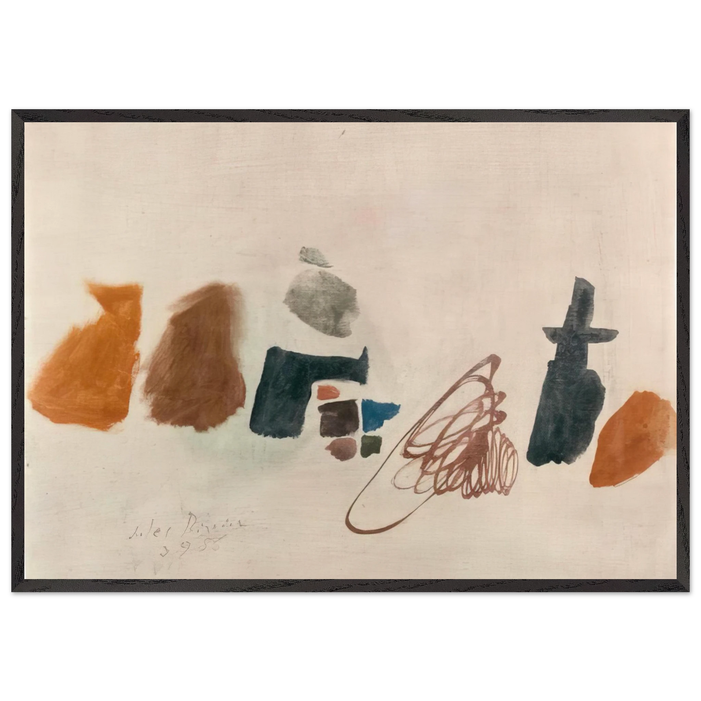 3956 II - 1956 - Julius Bissier Framed Art Print – Black Wooden Frame - Default Title - -Framed Art Print