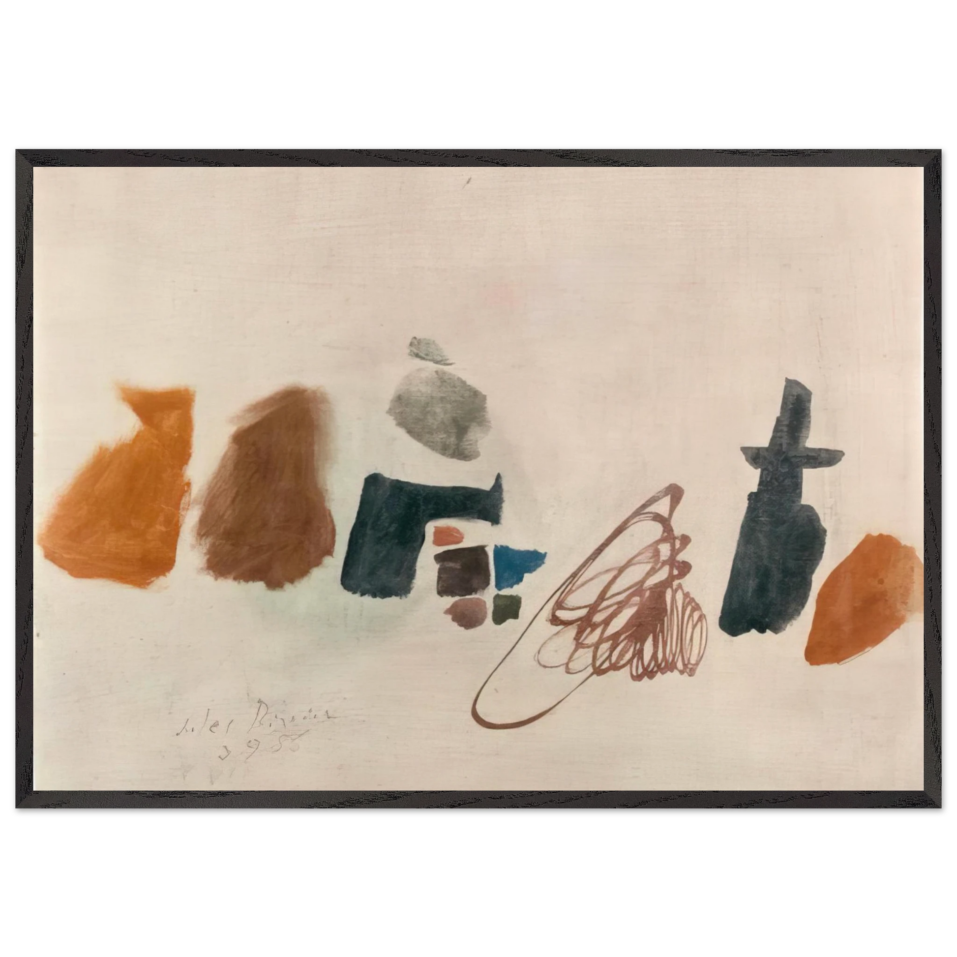 3956 II - 1956 - Julius Bissier Framed Art Print – Black Wooden Frame - Default Title - -Framed Art Print