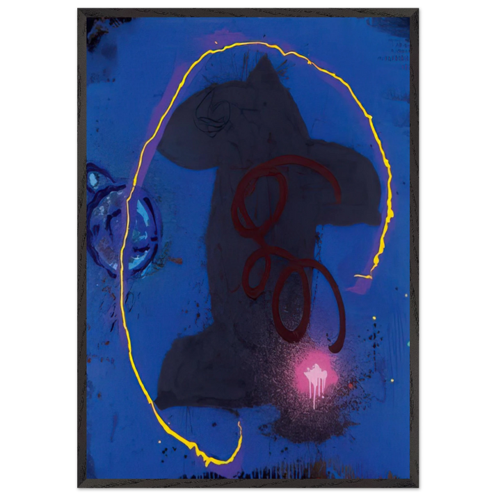 Black Something 8290 - 1990 - John Hoyland 70x100 cm / 28x40 inches Framed Art Print – Black Wooden Frame