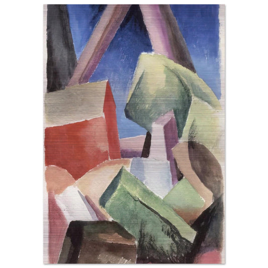 HOUSE IN CUBIST LANDSCAPE 1920 - Thomas Hart Benton Brushed Aluminum Print - 70x100 cm / 28x40 inches | Thomas Hart Benton Aluminum Print | Thomas Hart Benton Prints