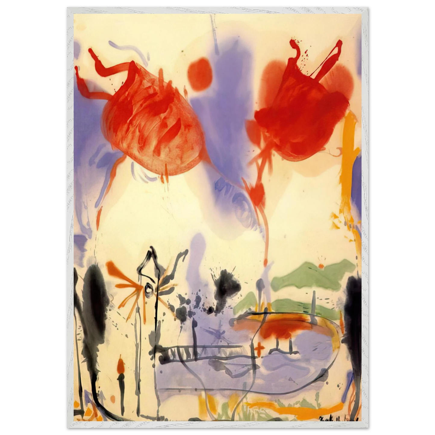 Helen Frankenthaler - Round Trip - 1957 Wall art - A3 (29.7 x 42  cm) - Premium Wooden Framed Poster With Fine Art Paper - Black frame