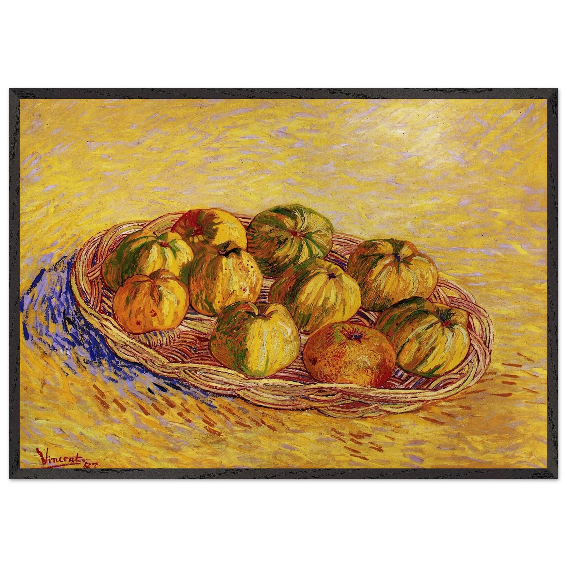 Still Life with Basket of Apples - Vincent van Gogh Framed Art Print – Black Wooden Frame - Default Title - -Framed Art Print