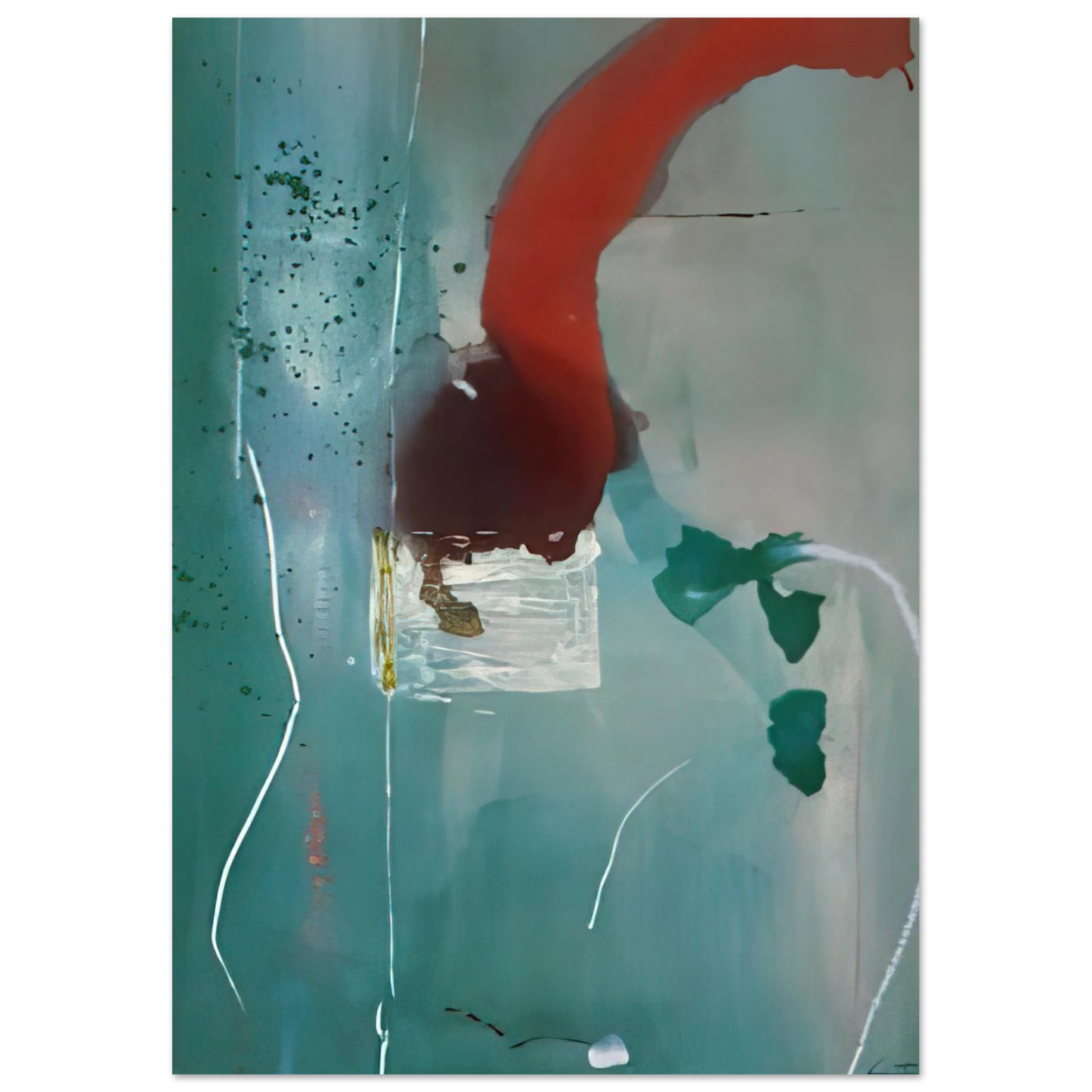 Helen Frankenthaler - Square One - 1985 Wall art - 30x45 cm / 12x18 Inches - Premium Wooden Framed Poster With Fine Art Paper - White frame