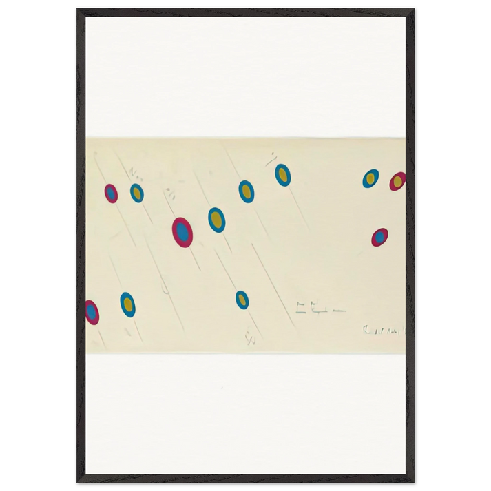 OVAL AXIS CERISE TURQUOISE OCHRE 1970 - Bridget Riley 70x100 cm / 28x40 inches Framed Art Print – Black Wooden Frame