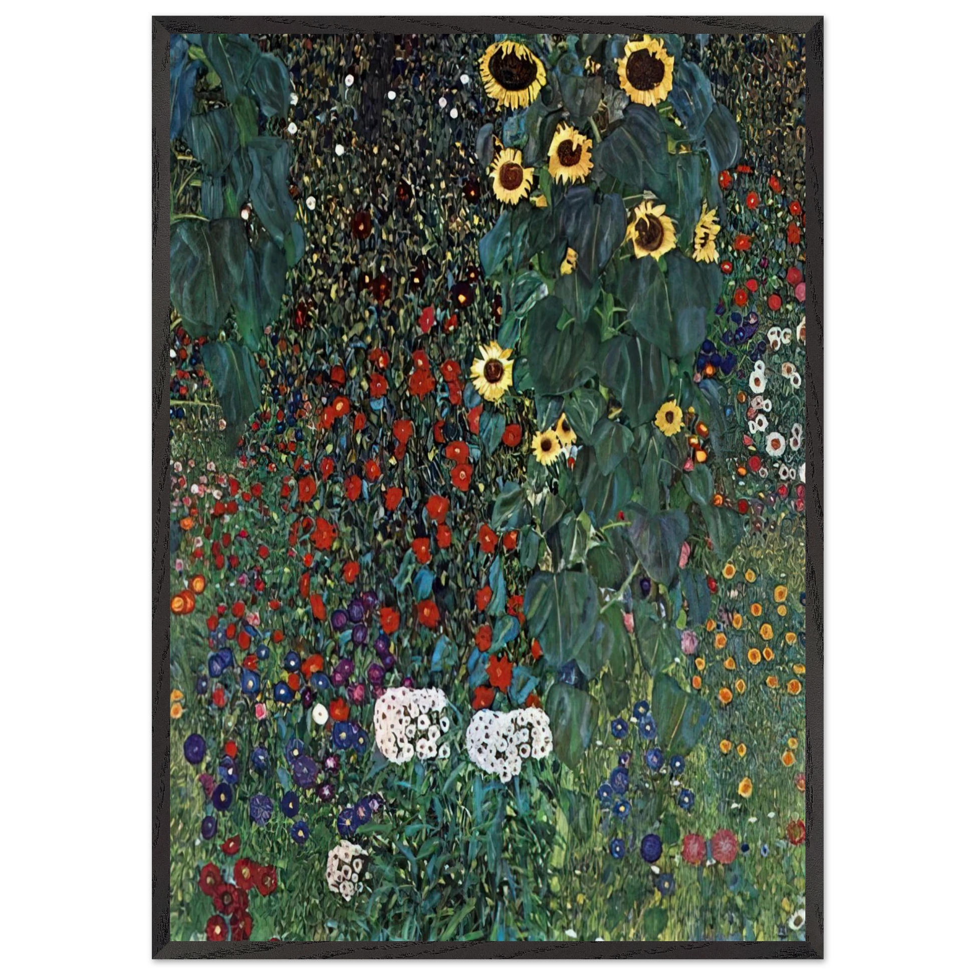 COUNTRY GARDEN WITH SUNFLOWERS 1906 - Gustav Klimt Framed Art Print – Black Wooden Frame - Default Title - -Framed Art Print