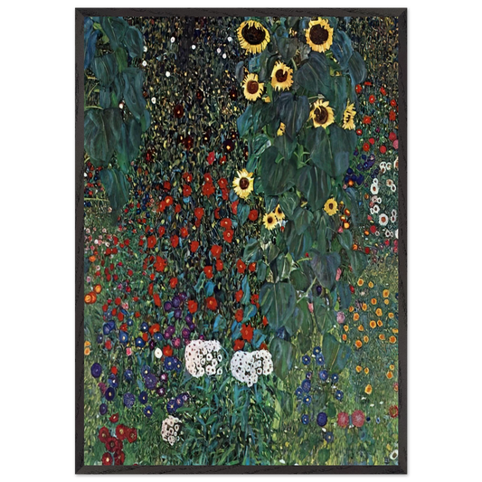 COUNTRY GARDEN WITH SUNFLOWERS 1906 - Gustav Klimt Framed Art Print – Black Wooden Frame - Default Title - -Framed Art Print