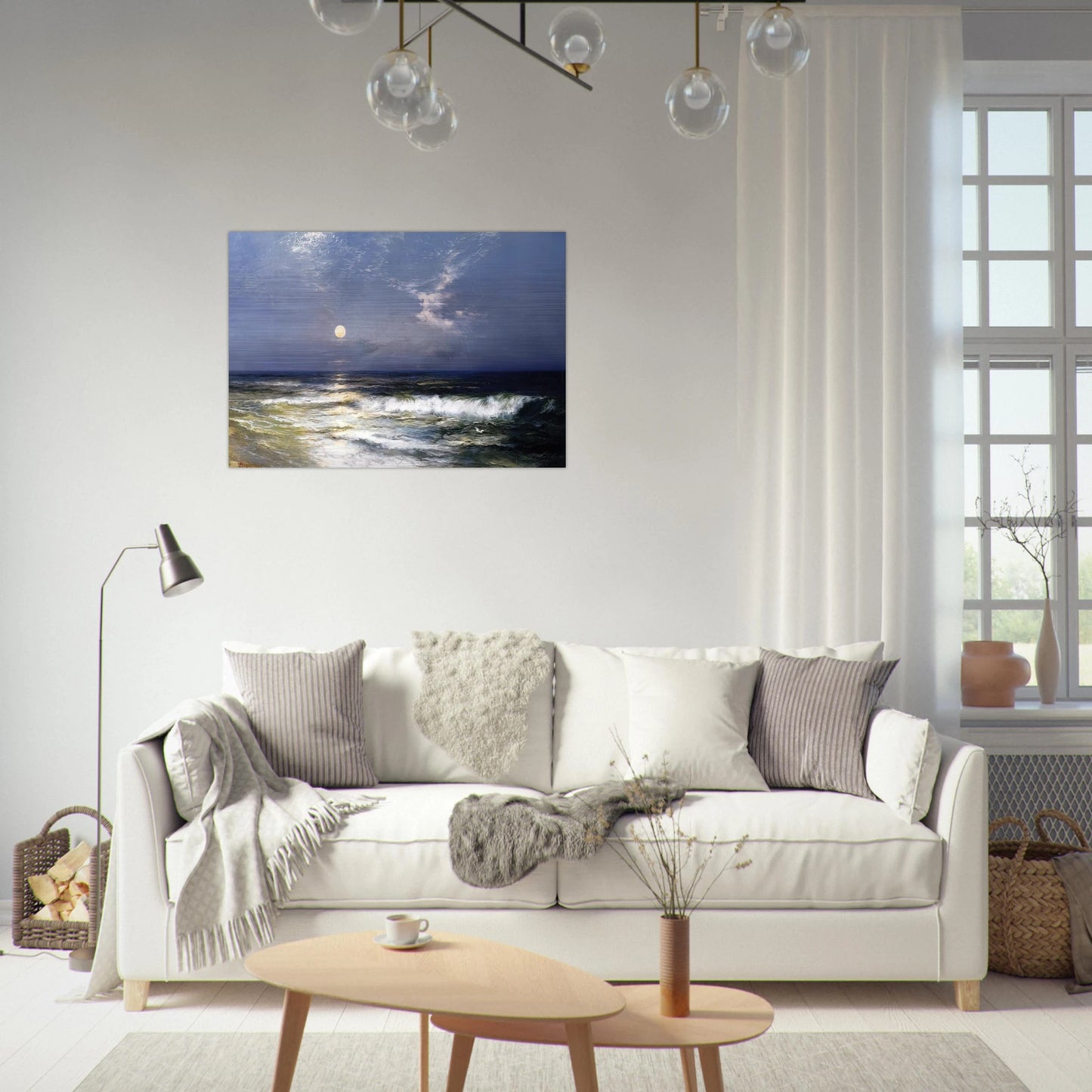 Moonlit Seascape - Thomas Moran Brushed Aluminum Print - 70x100 cm / 28x40 inches | Thomas Moran Aluminum Print | Thomas Moran Prints