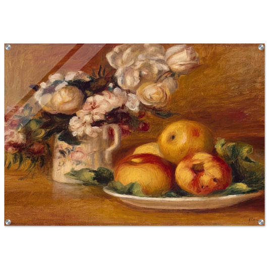 Apples and Flowers - Pierre-Auguste Renoir Acrylic Print - 70x100 cm / 28x40″ inches