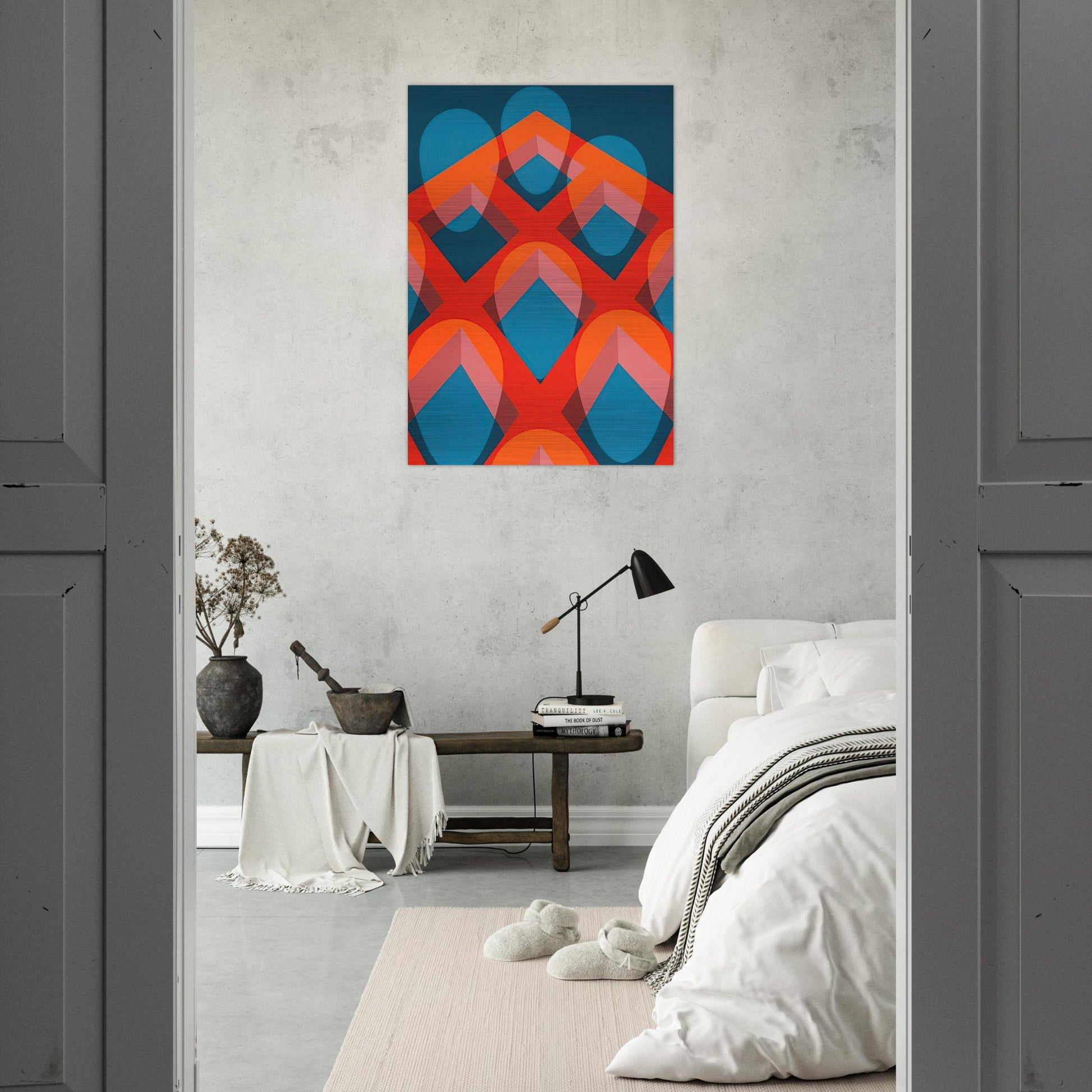 Untitled - Faces in a Grid Red and Blue - 1973 - Clarence Holbrook Carter Brushed Aluminum Print - 70x100 cm / 28x40 inches | Clarence Holbrook Carter Aluminum Print | Clarence Holbrook Carter Prints