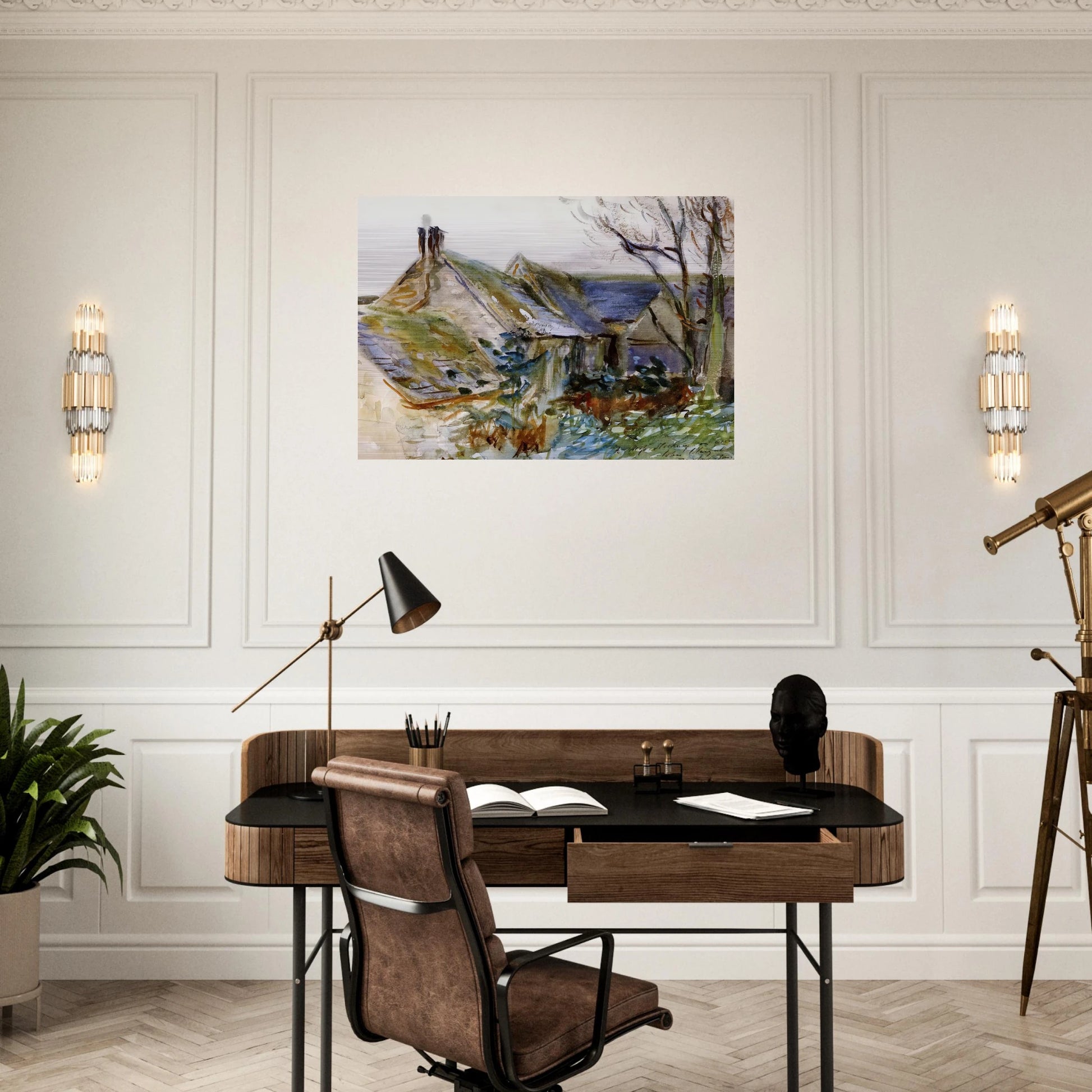 Cottage at Fairford, Gloucestershire - John Singer Sargent Brushed Aluminum Print - 70x100 cm / 28x40 inches | John Singer Sargent Aluminum Print | John Singer Sargent Prints