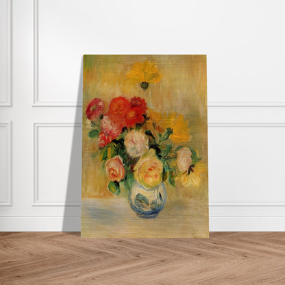 Vase of Roses and Dahlias - Pierre-Auguste Renoir Brushed Aluminum Print - 70x100 cm / 28x40 inches | Pierre-Auguste Renoir Aluminum Print | Pierre-Auguste Renoir Prints