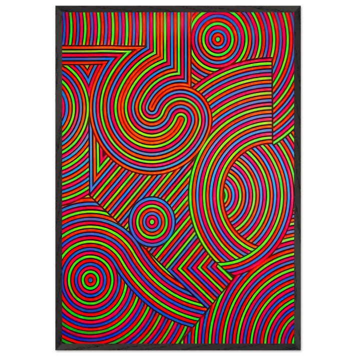 Tekers-MC - 1981 - Victor Vasarely 70x100 cm / 28x40 inches Framed Art Print – Black Wooden Frame