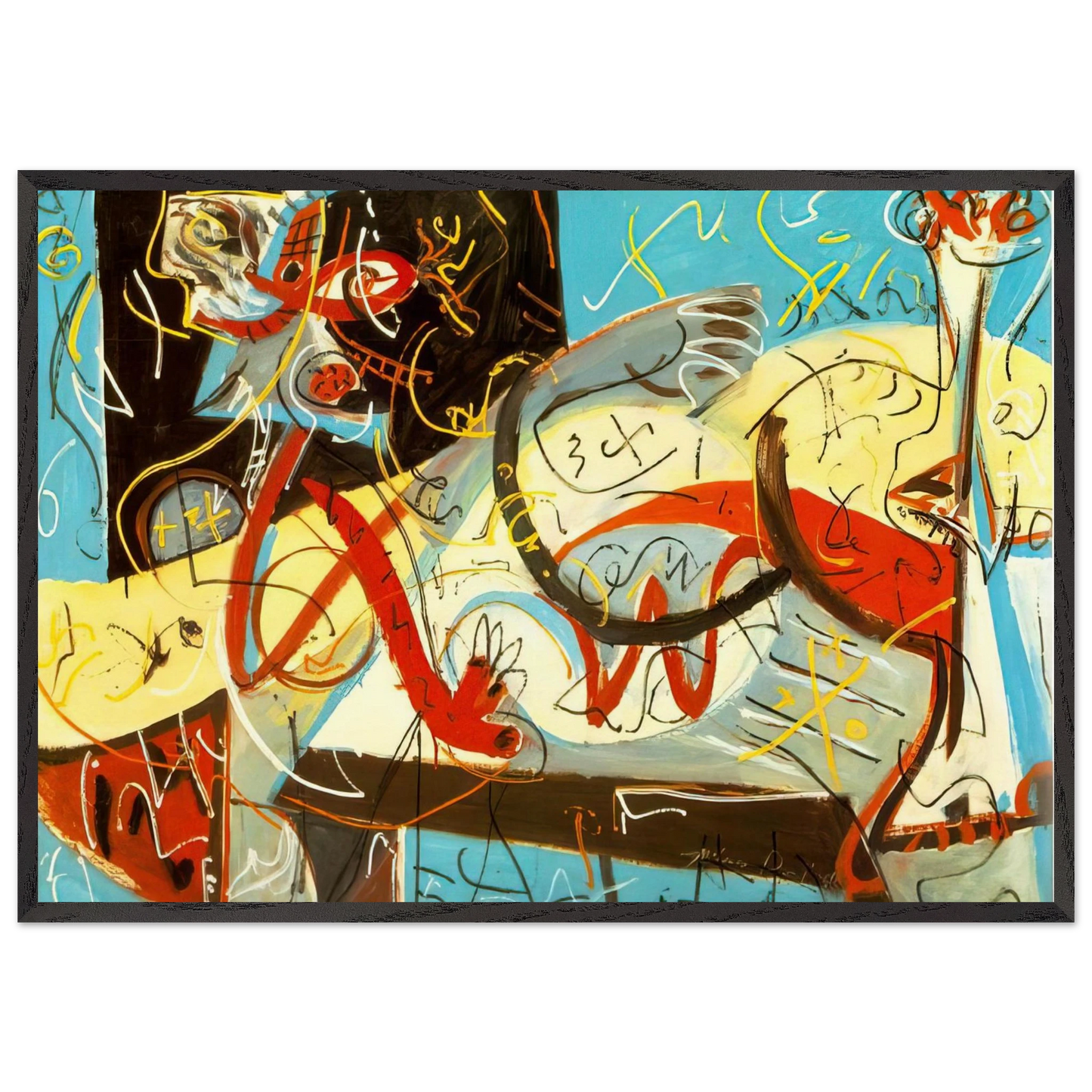 STENOGRAPHIC FIGURE - Jackson Pollock Framed Art Print – Black Wooden Frame - Default Title - -Framed Art Print