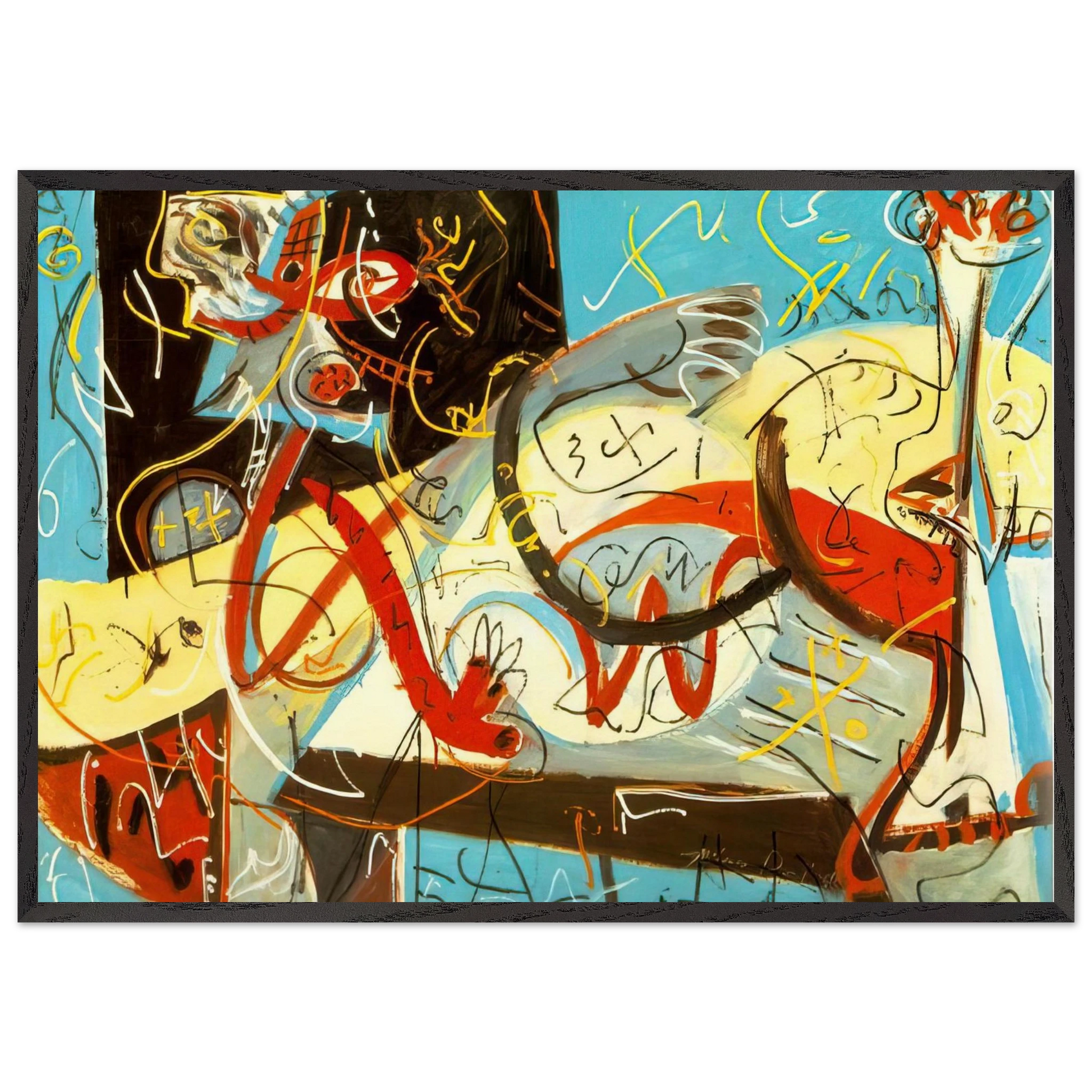 STENOGRAPHIC FIGURE - Jackson Pollock Framed Art Print – Black Wooden Frame - Default Title - -Framed Art Print