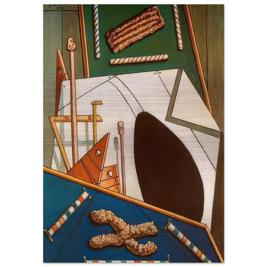 METAPHYSICAL INTERIOR WITH BISCUITS - Giorgio de Chirico Brushed Aluminum Print - 70x100 cm / 28x40 inches | Giorgio de Chirico Aluminum Print | Giorgio de Chirico Prints
