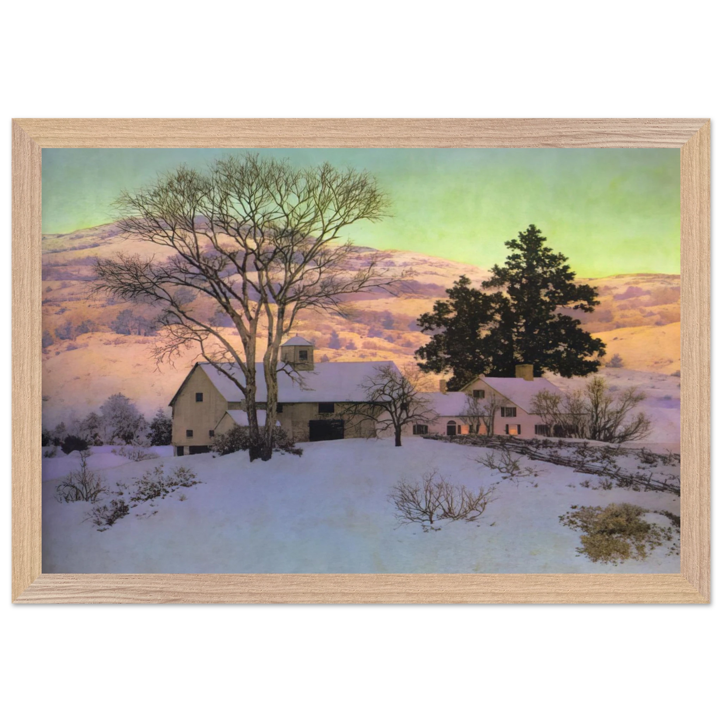Maxfield Parrish - Afterglow Wall Art - 21x29.7 cm / 8x12" - Premium Wooden Framed Poster With Fine Art Paper - Wood frame