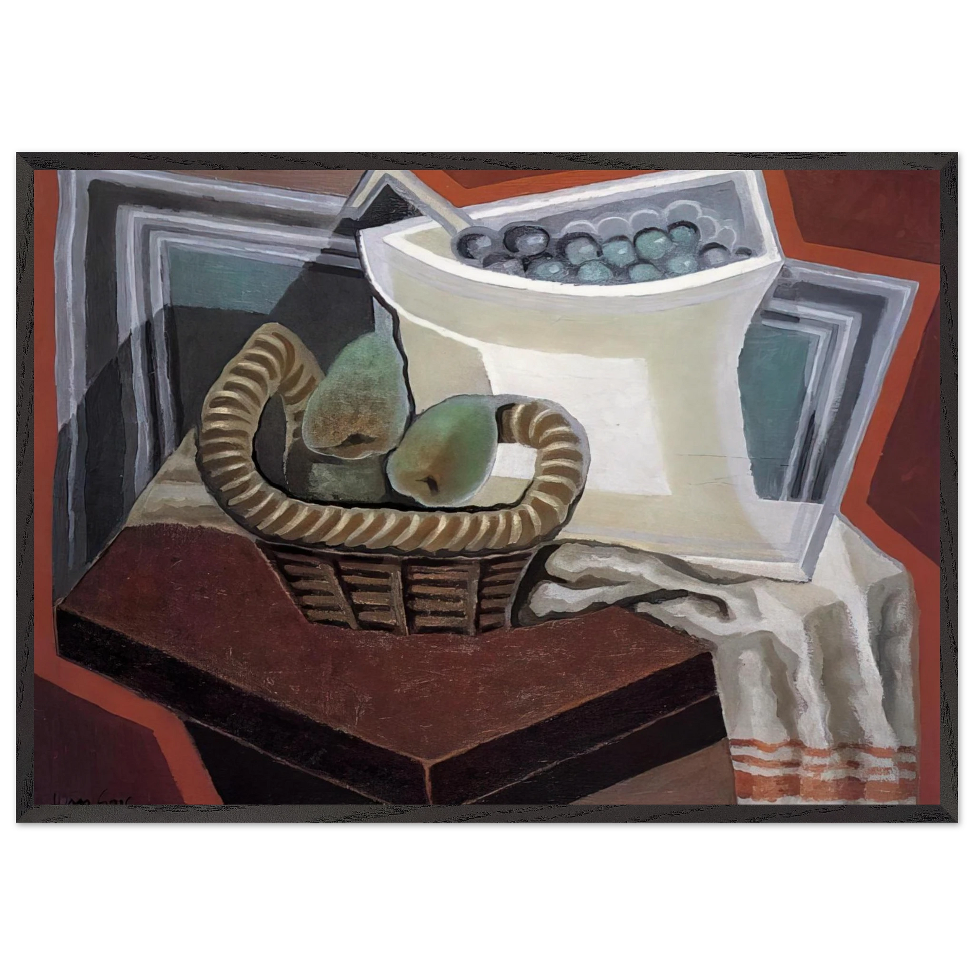 THE BASKET OF PEARS 1925 - Juan Gris Framed Art Print – Black Wooden Frame - Default Title - -Framed Art Print
