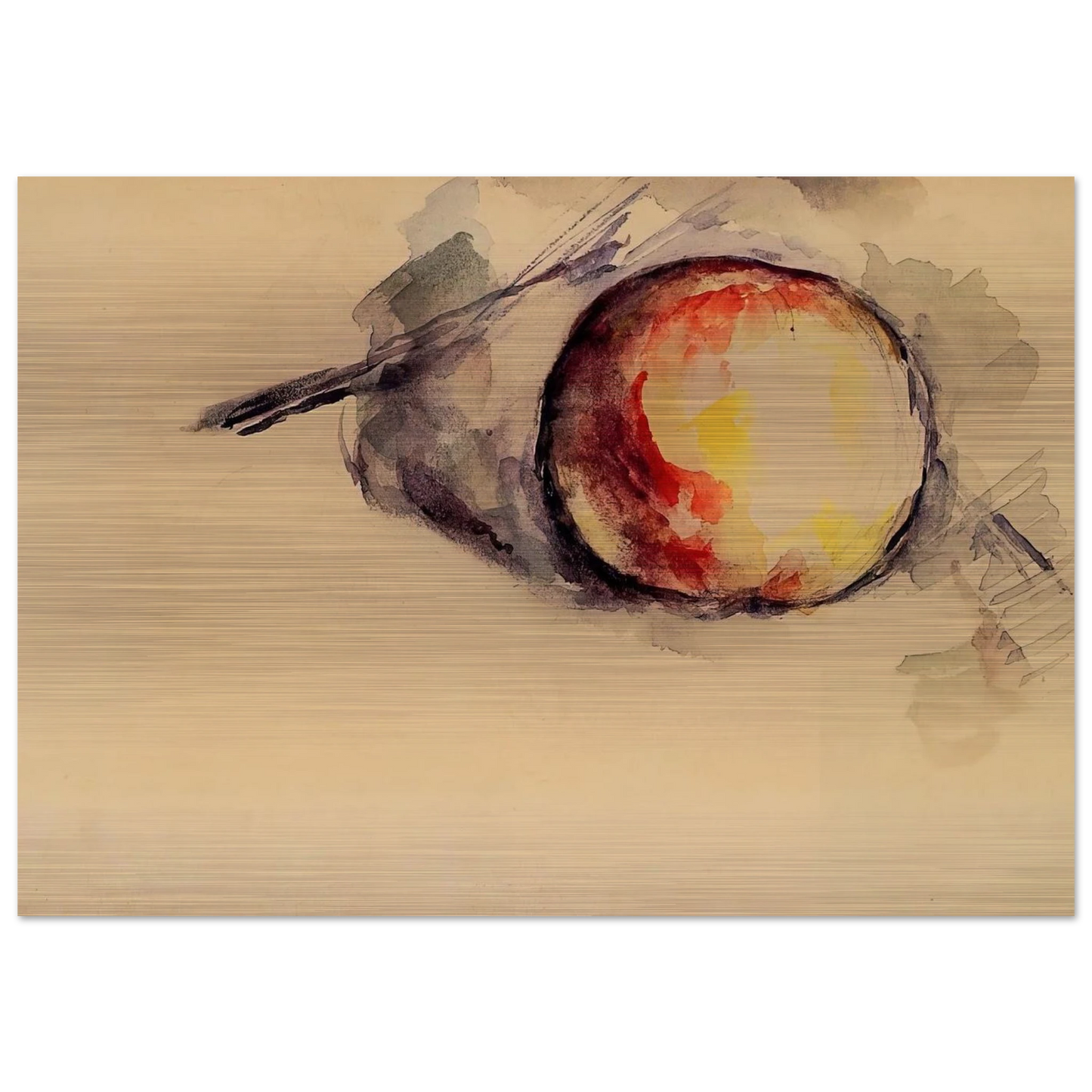 Study of an Apple - Paul Cézanne Brushed Aluminum Print - 70x100 cm / 28x40 inches | Paul Cézanne Aluminum Print | Paul Cézanne Prints