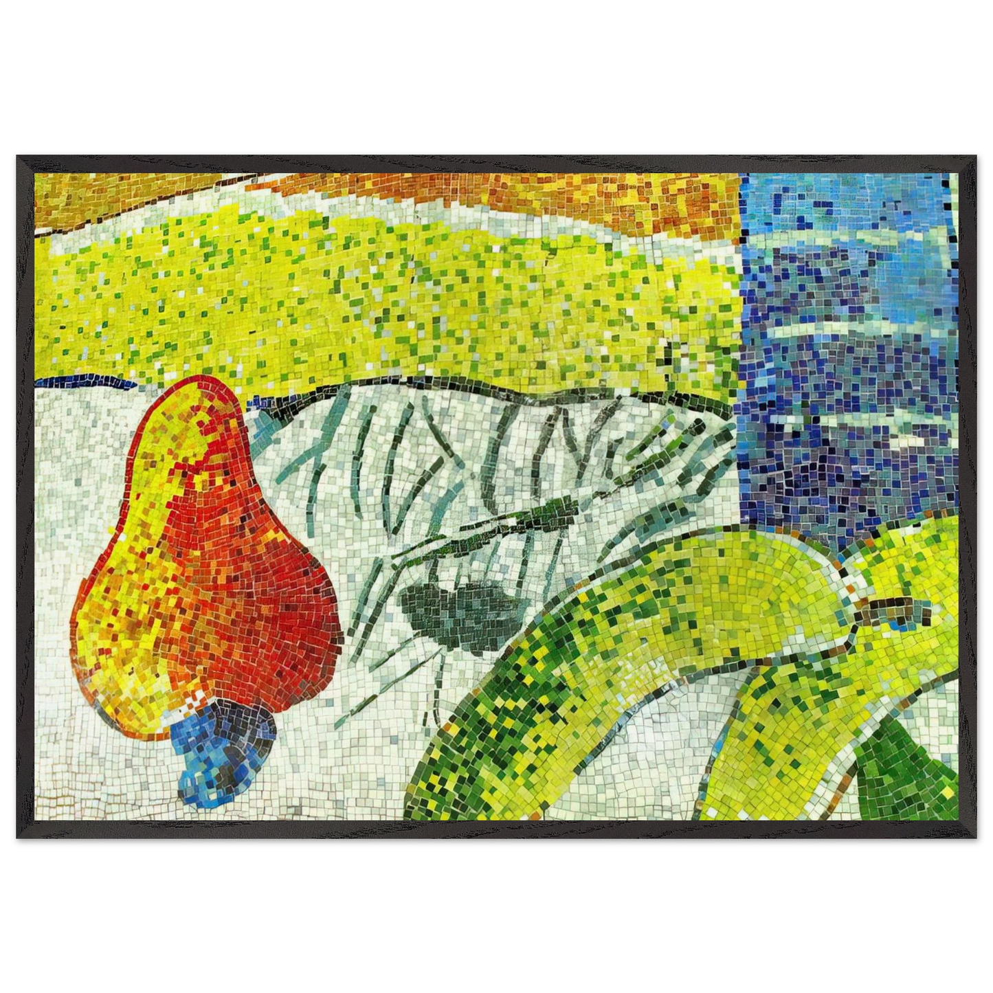 Caju e Bananas - Naive Art Primitivism - Aldemir Martins Framed Art Print – Black Wooden Frame - Default Title - -Framed Art Print