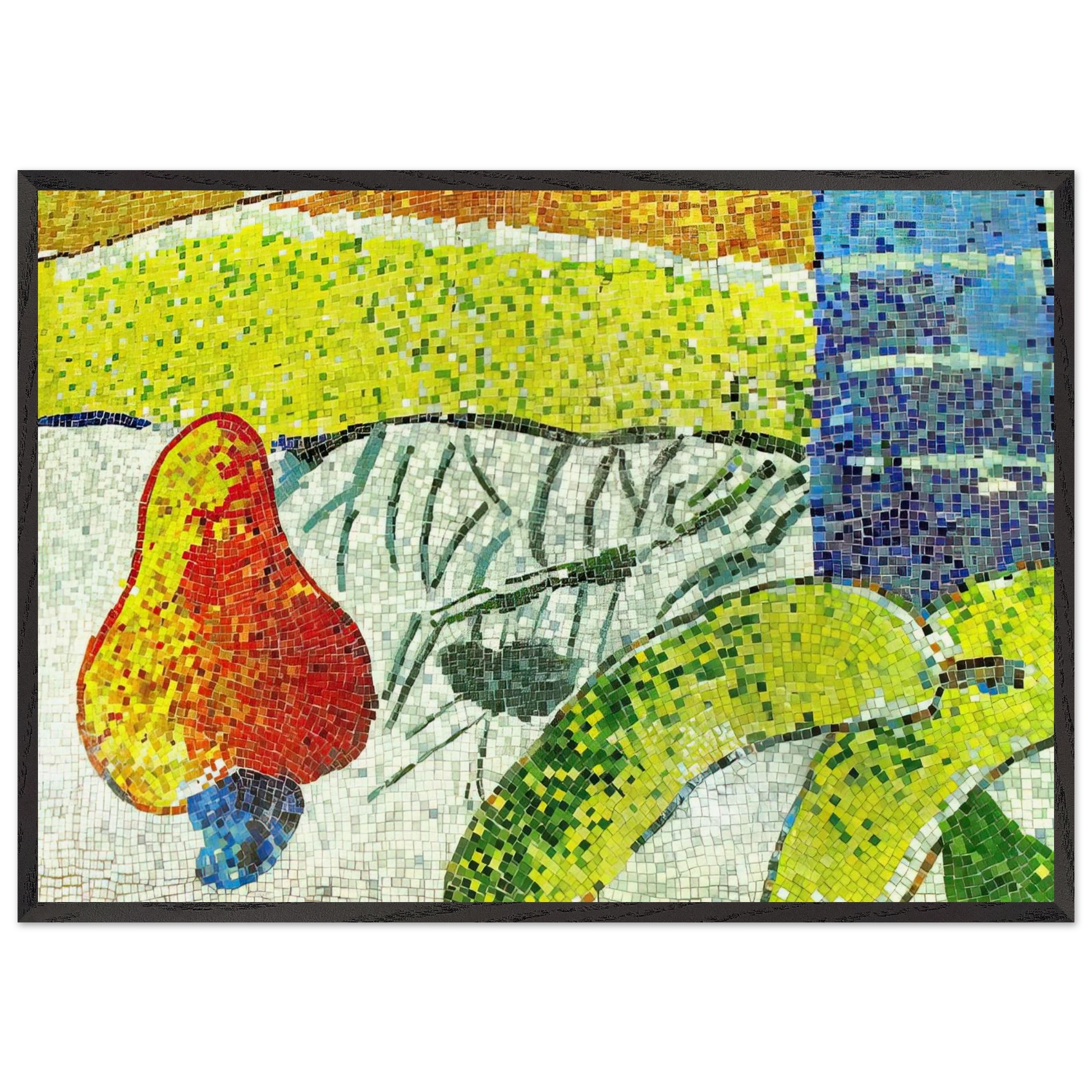 Caju e Bananas - Naive Art Primitivism - Aldemir Martins Framed Art Print – Black Wooden Frame - Default Title - -Framed Art Print