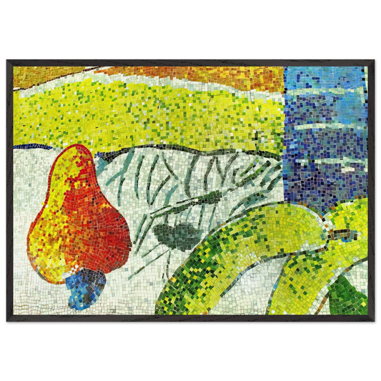 Caju e Bananas - Naive Art Primitivism - Aldemir Martins Framed Art Print – Black Wooden Frame - Default Title - -Framed Art Print