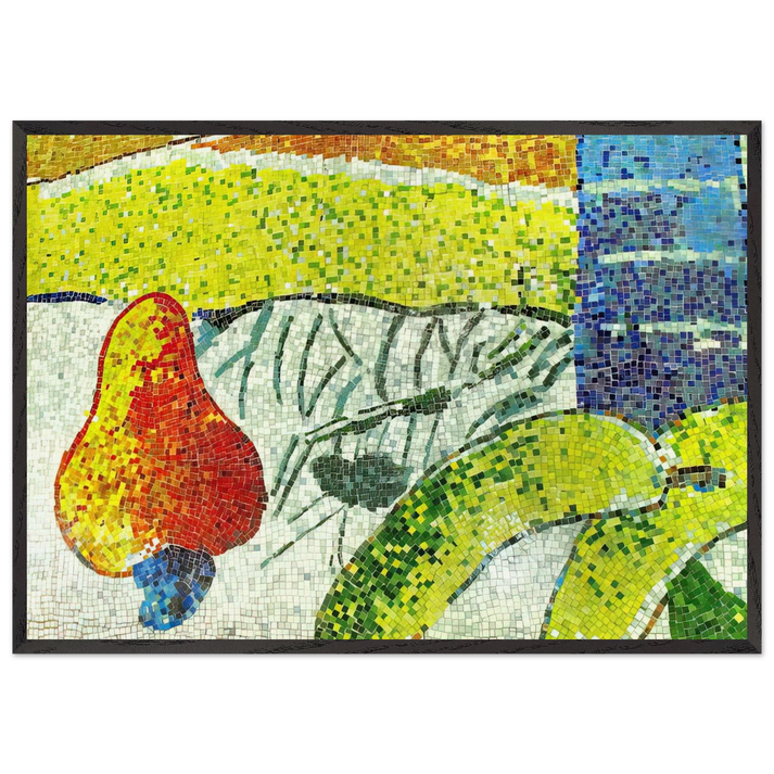 Caju e Bananas - Naive Art Primitivism - Aldemir Martins 70x100 cm / 28x40 inches Framed Art Print – Black Wooden Frame