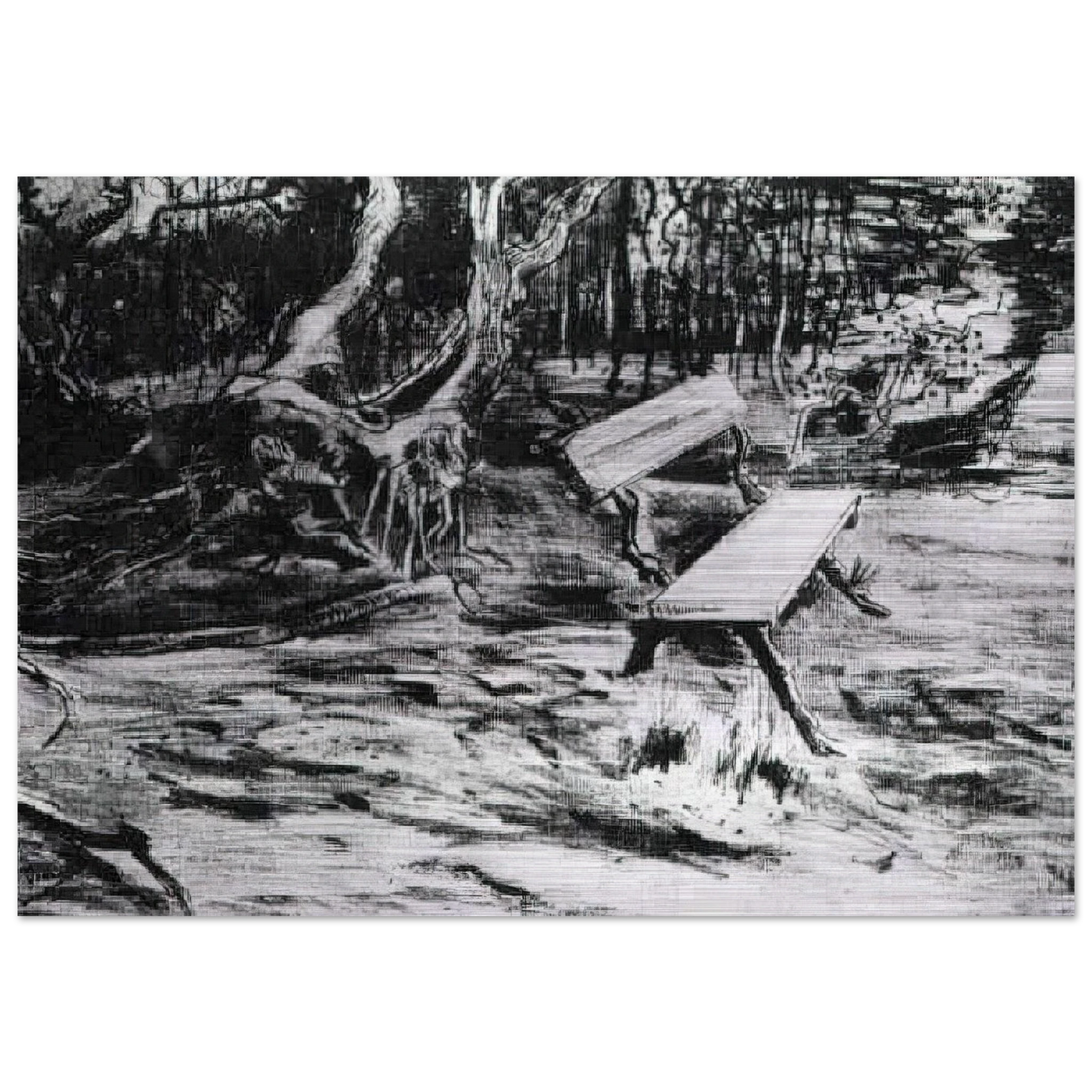 Bench in a Wood - Vincent van Gogh Brushed Aluminum Print - 70x100 cm / 28x40 inches | Vincent van Gogh Aluminum Print | Vincent van Gogh Prints